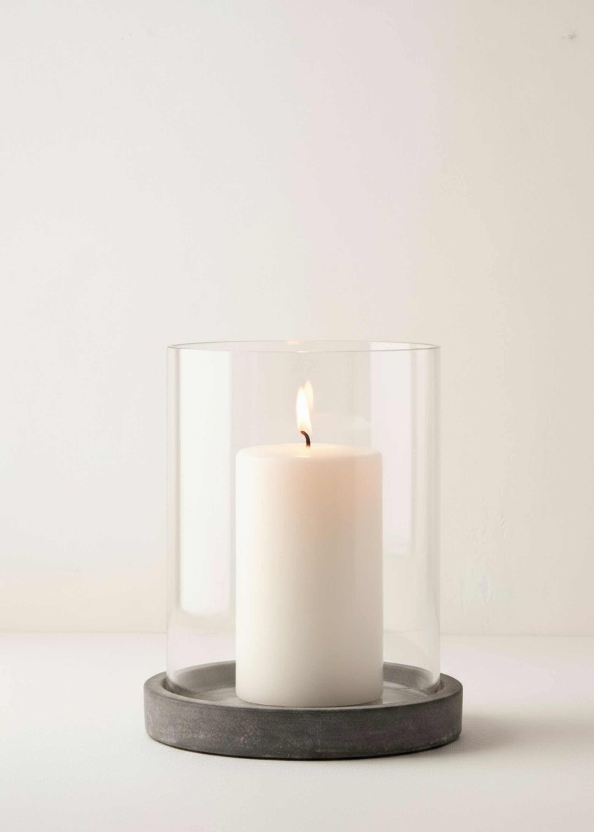 Truly Lifestyle Large Glass Hurricane With Slate Base