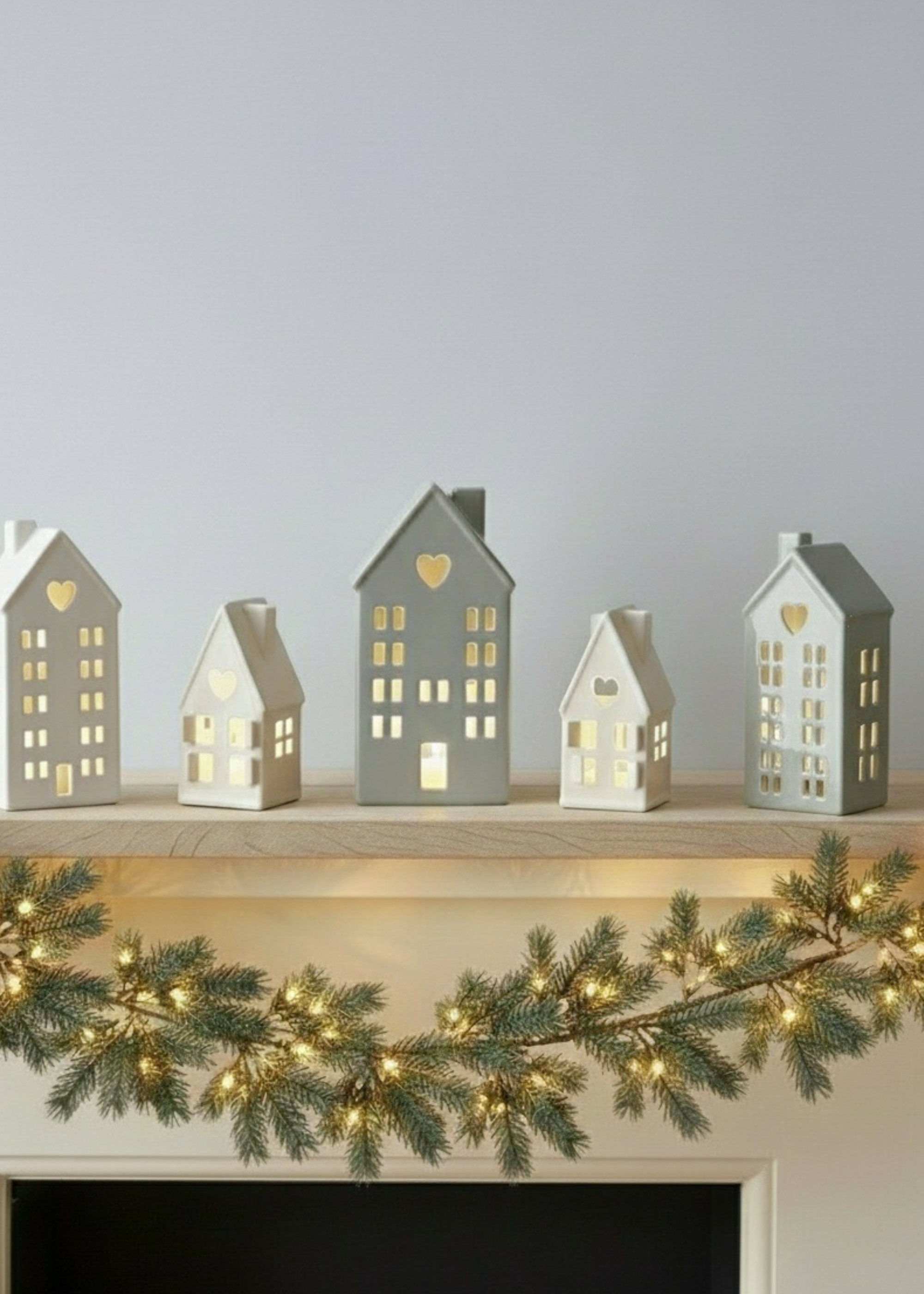 Truly Lifestyle Ivory Ceramic Houses On Shelf