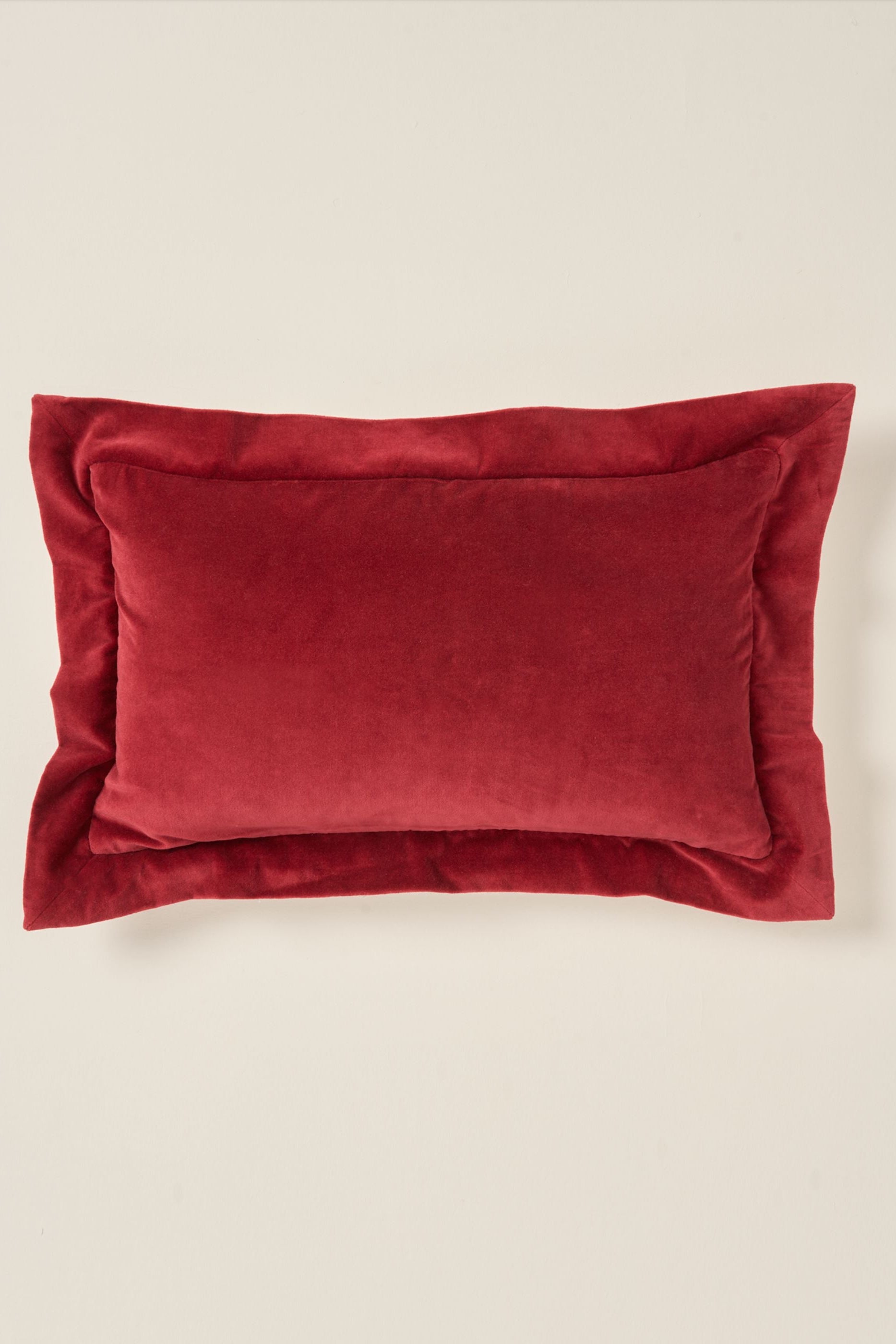 Truly Lifestyle Red Velvet Flange Rectangle Cushion