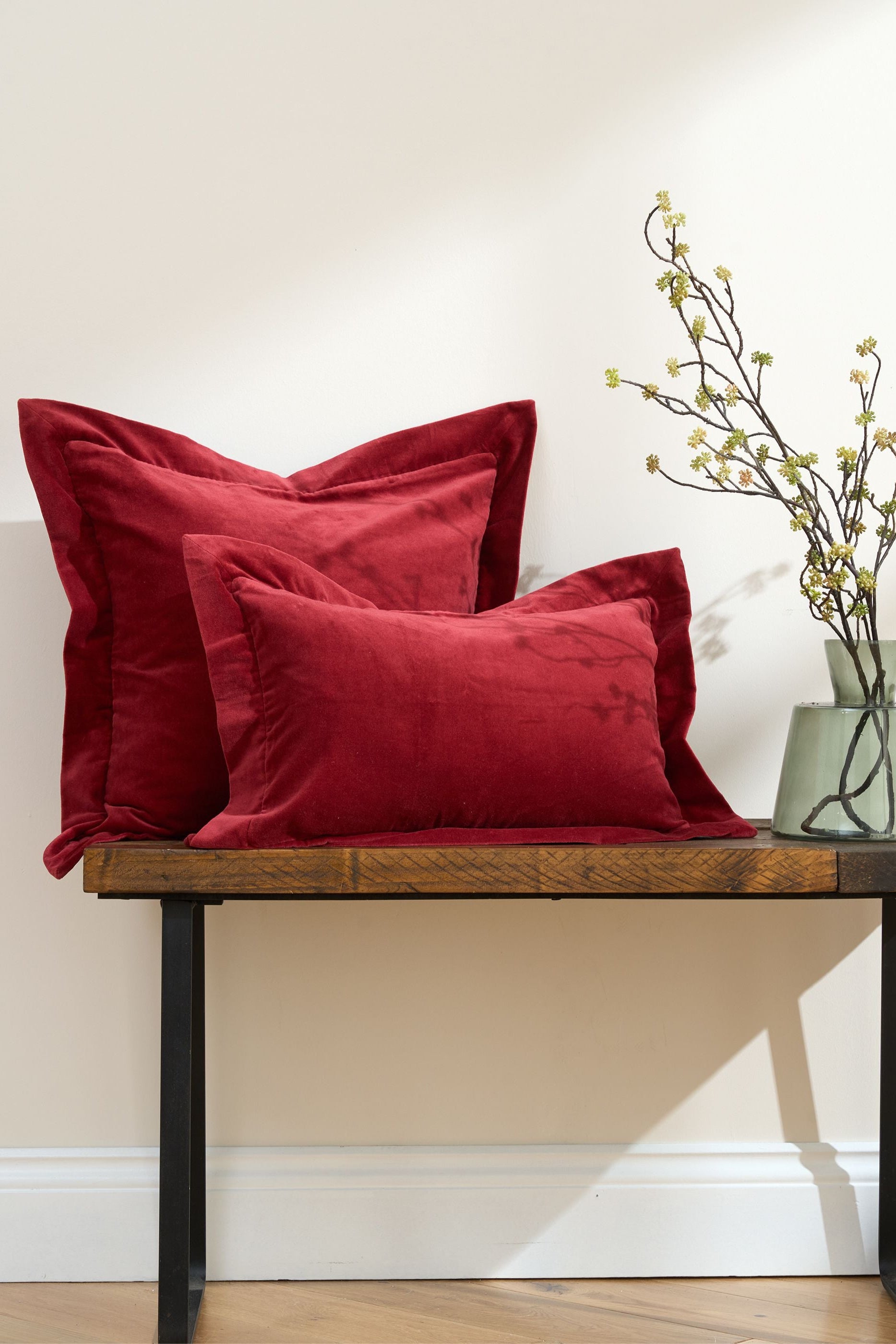 Truly Lifestyle Red Velvet Flange Cushions