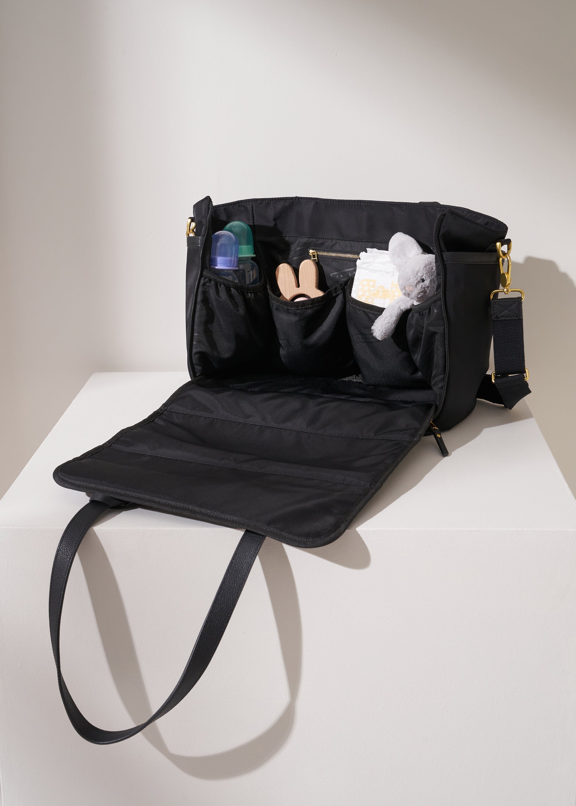 Truly Lifestyle Black Baby Changing Bag Inside