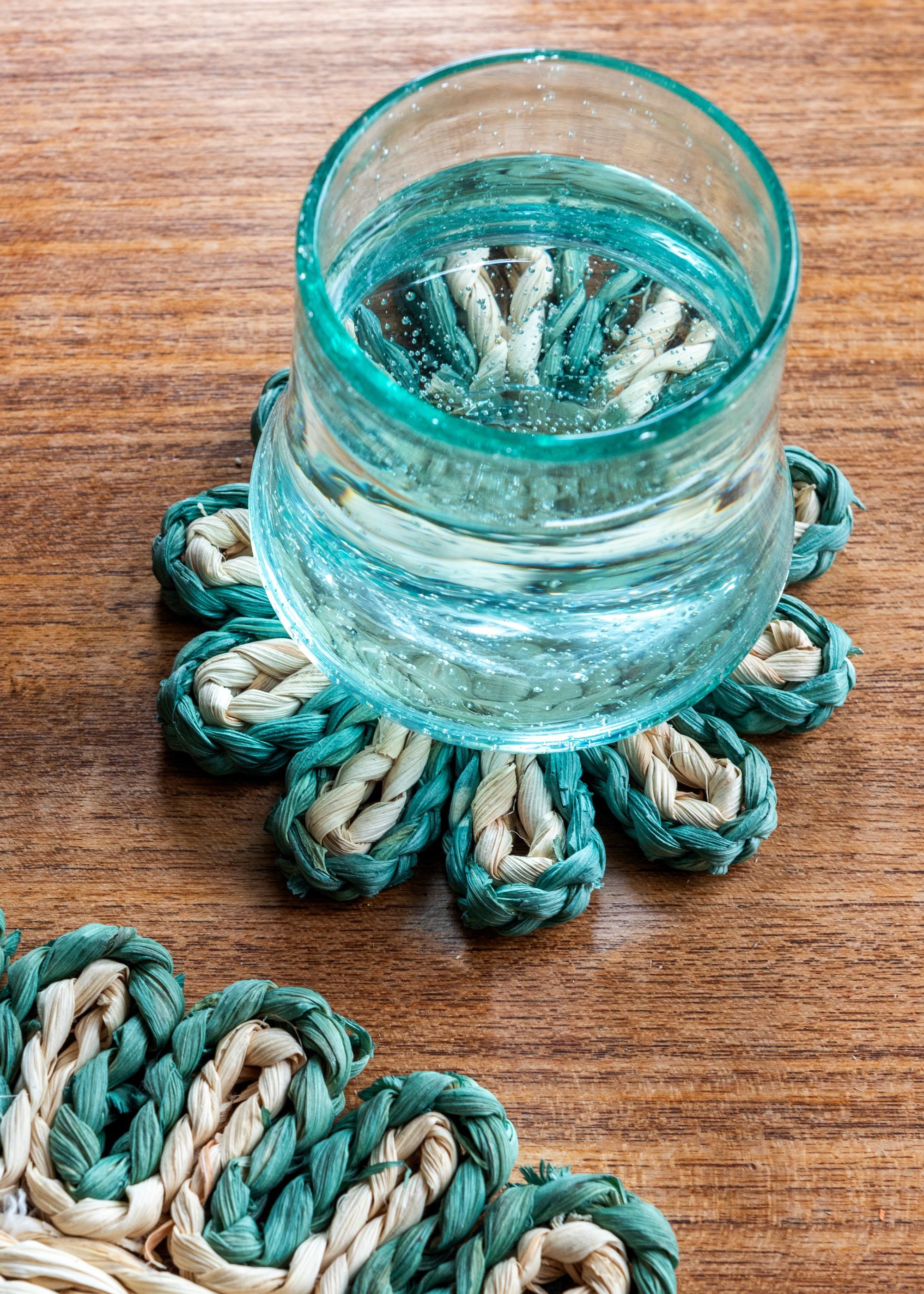 TRULY LIFESTYLE HUSK COASTER WITH BLUE STITCHING