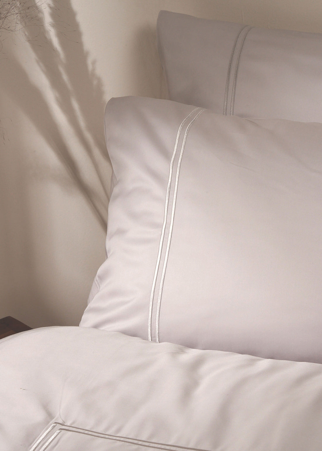 Dove Grey Satin Stitch Bamboo Pillowcases