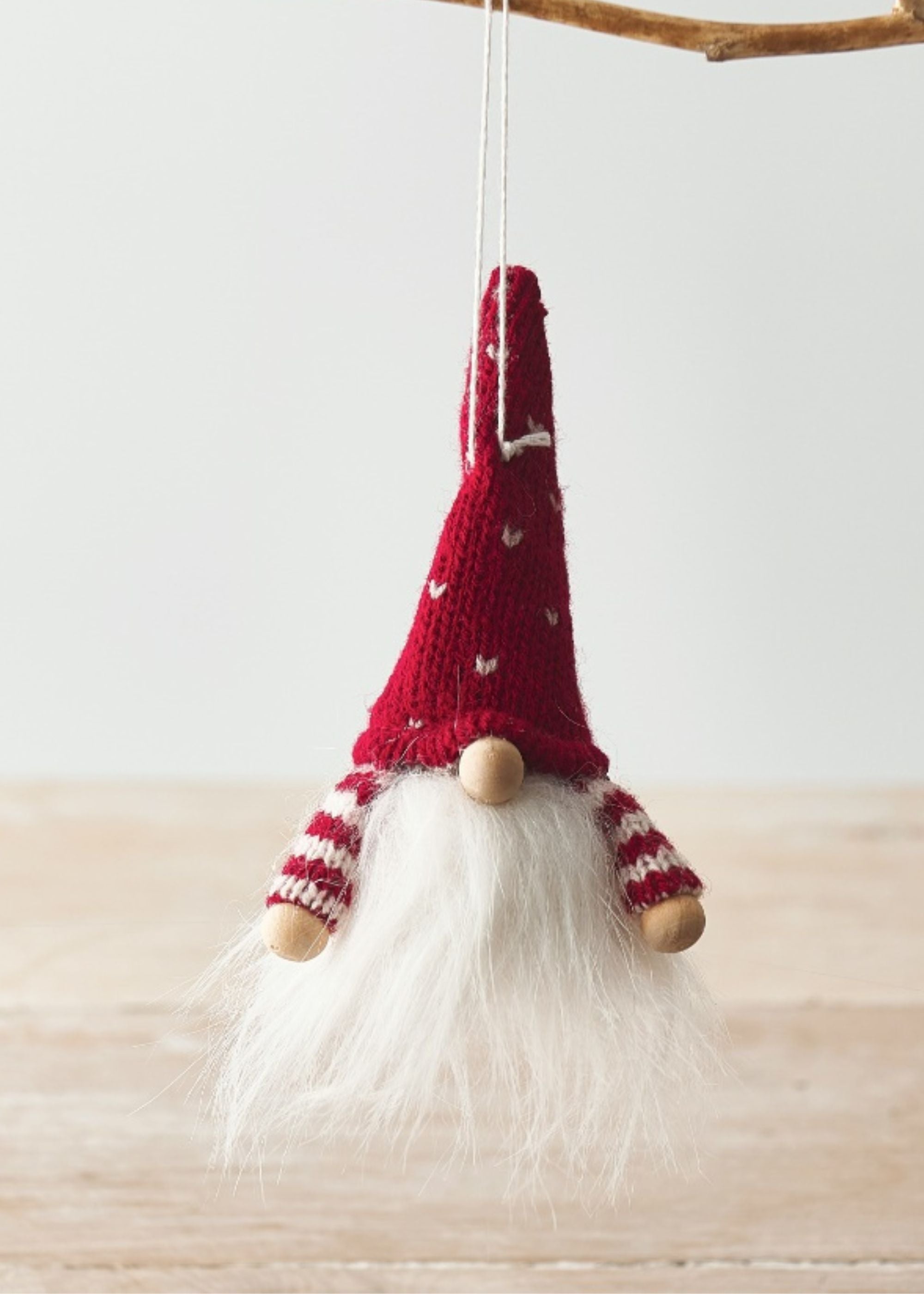 TRULY LIFESTYLE RED KNITED CHRISTMAS GONK DECORATION WITH RED KINTTED HAT