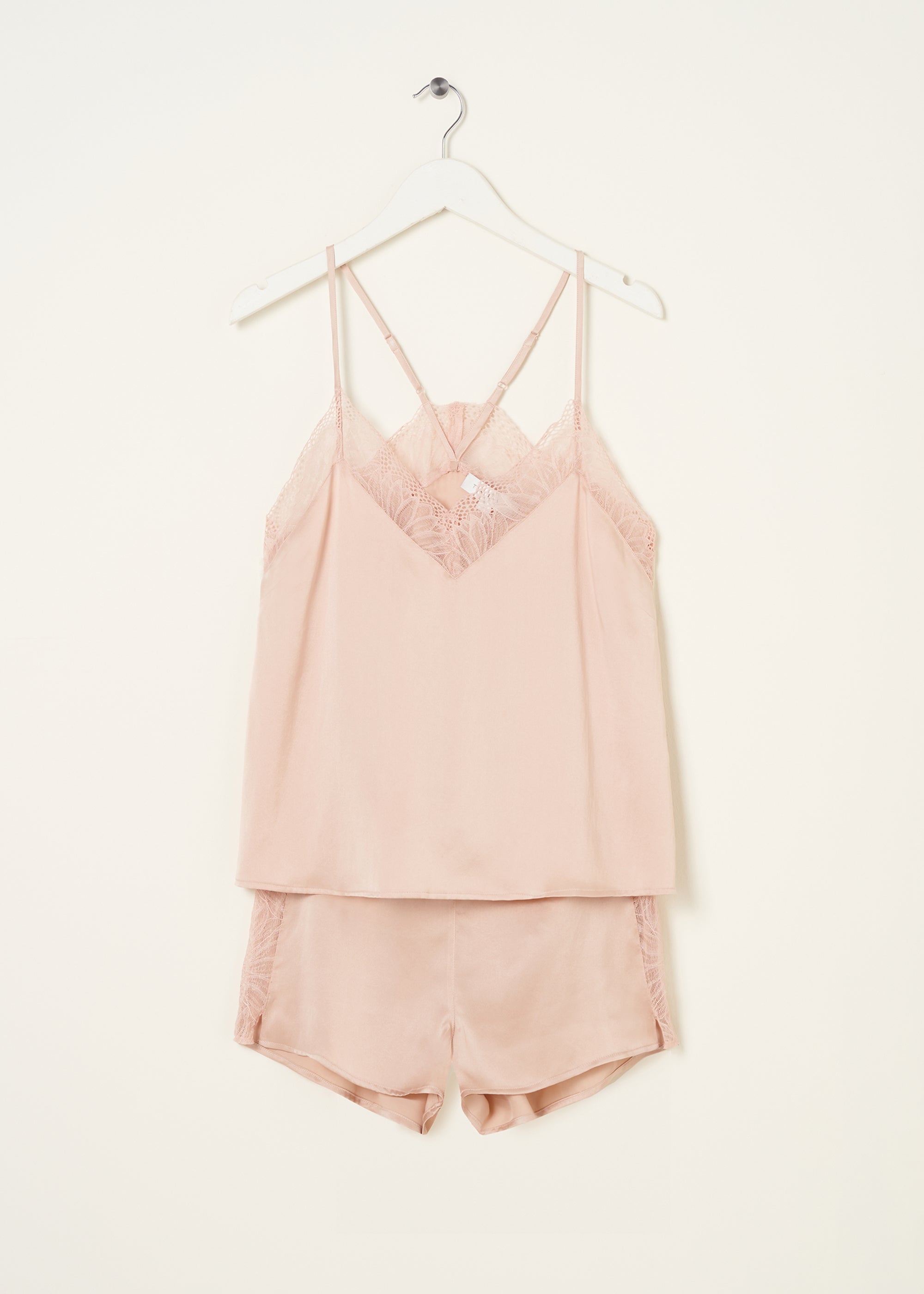 Truly Lifestyle Blush Pink Silk Pyjamas On Hanger