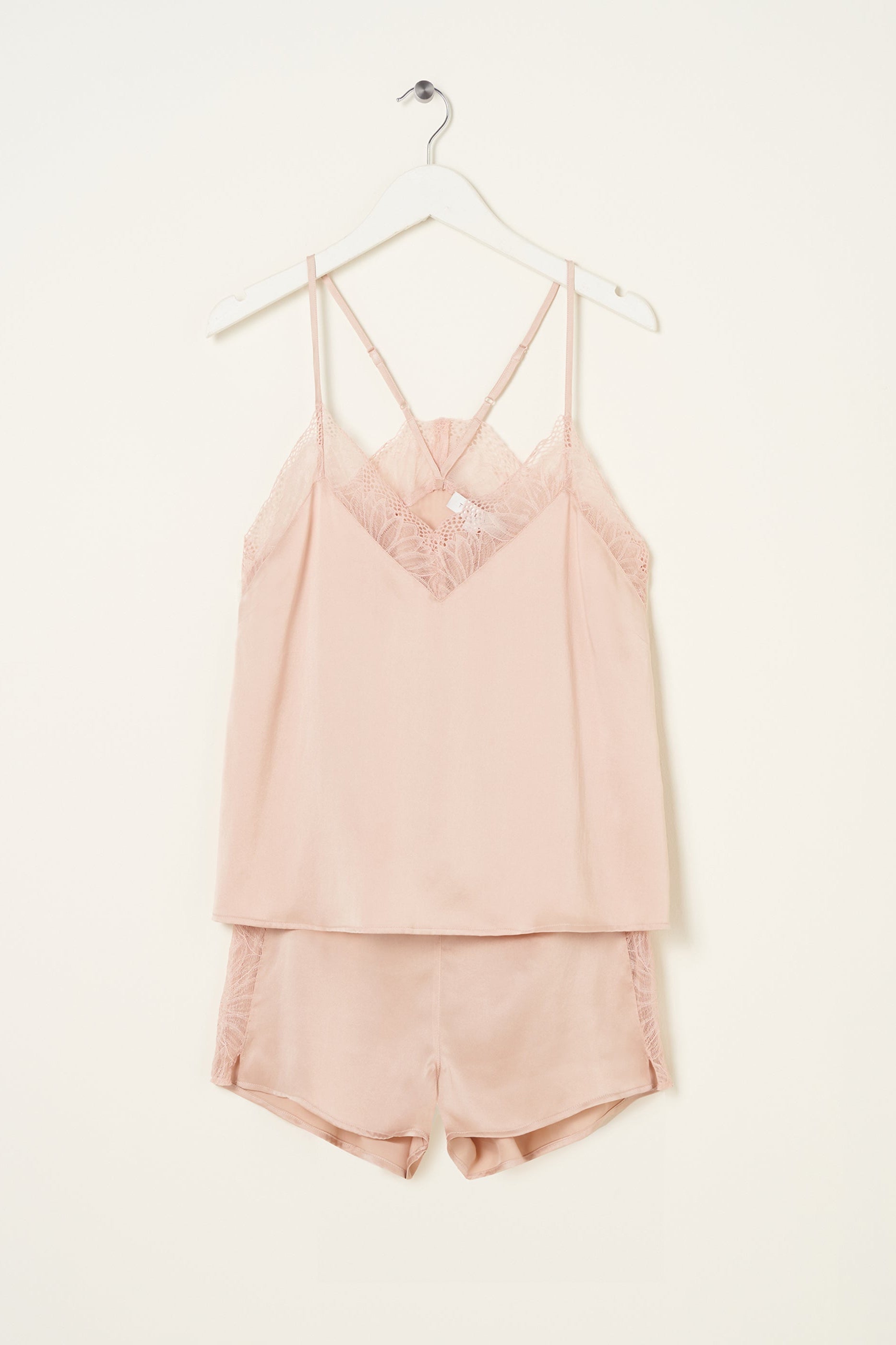 Truly Lifestyle Blush Pink Silk Pyjamas On Hanger