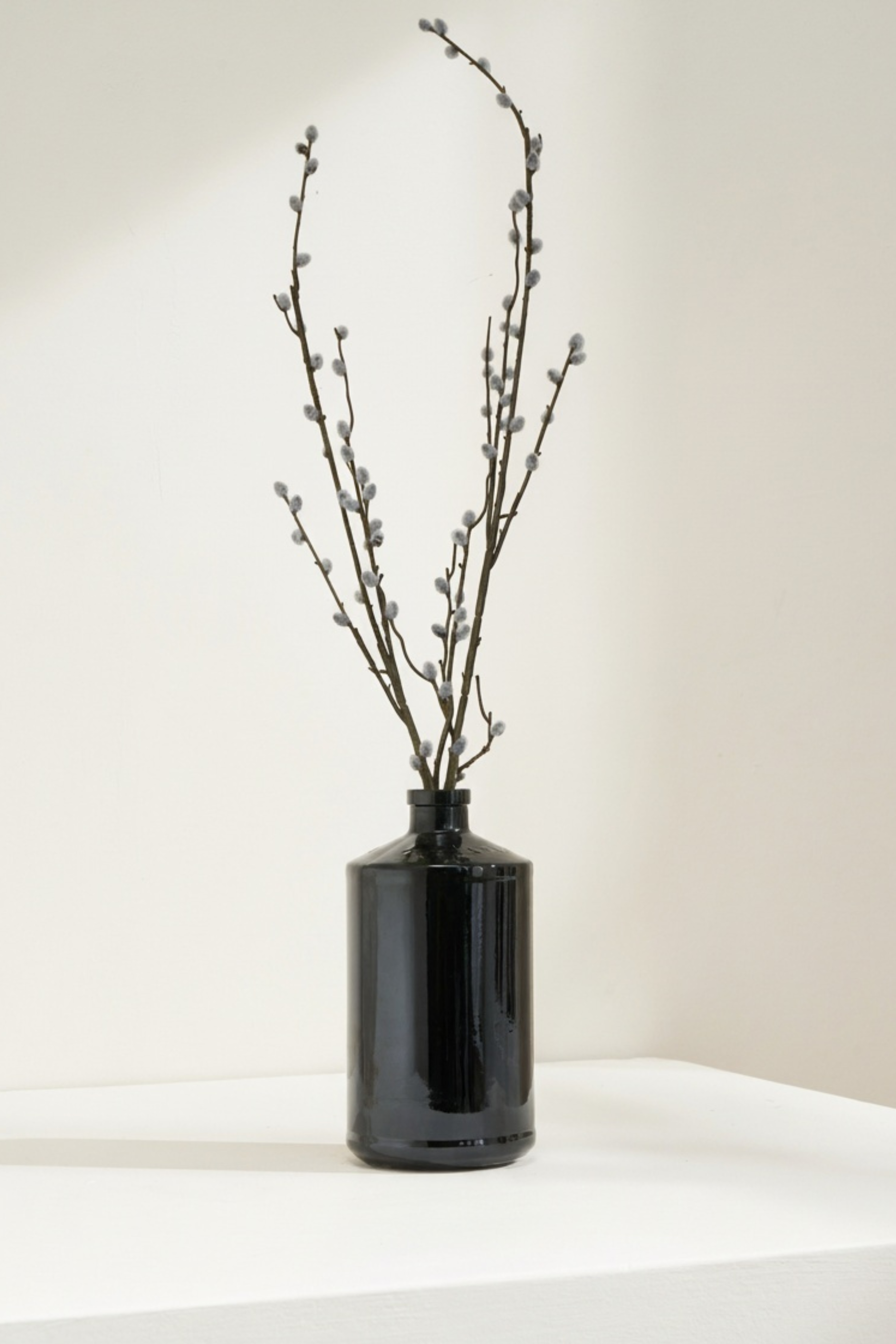 Truly Lifestyle Faux Pussy Willow Stems In Black Vase