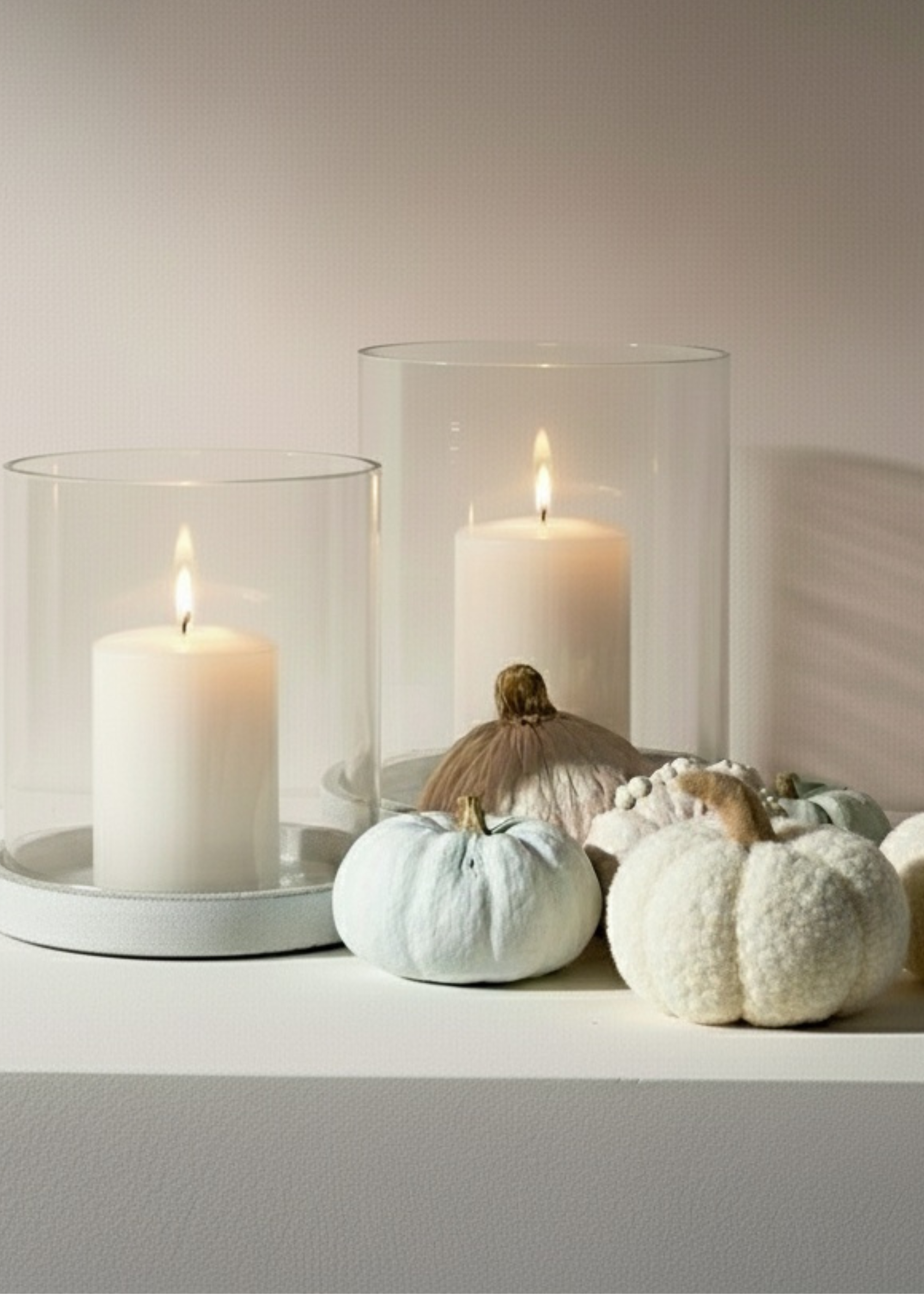 Truly Lifestyle Sherpa Pumpkins With Glass Hurricanes