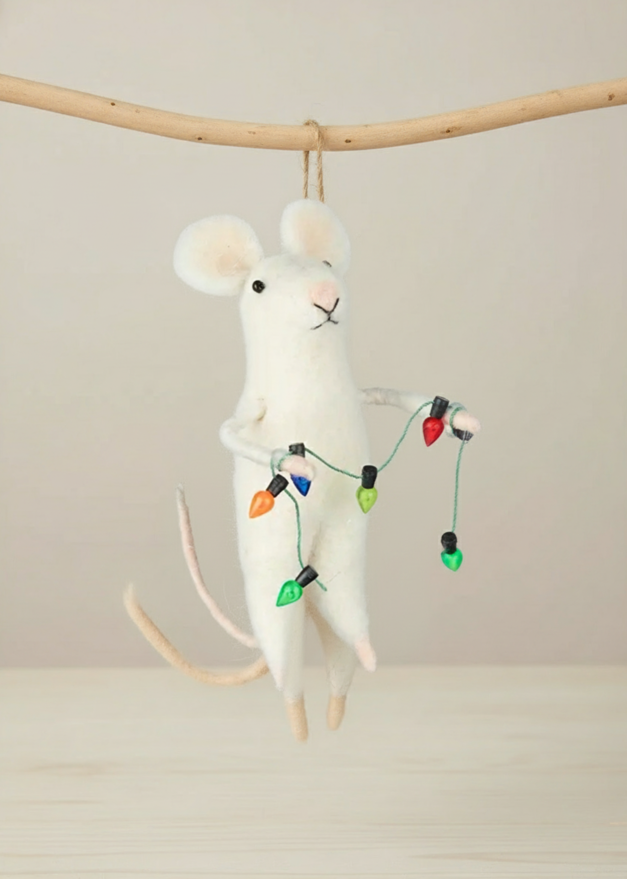 Truly Lifestyle White Christmas Mouse decoration with lights