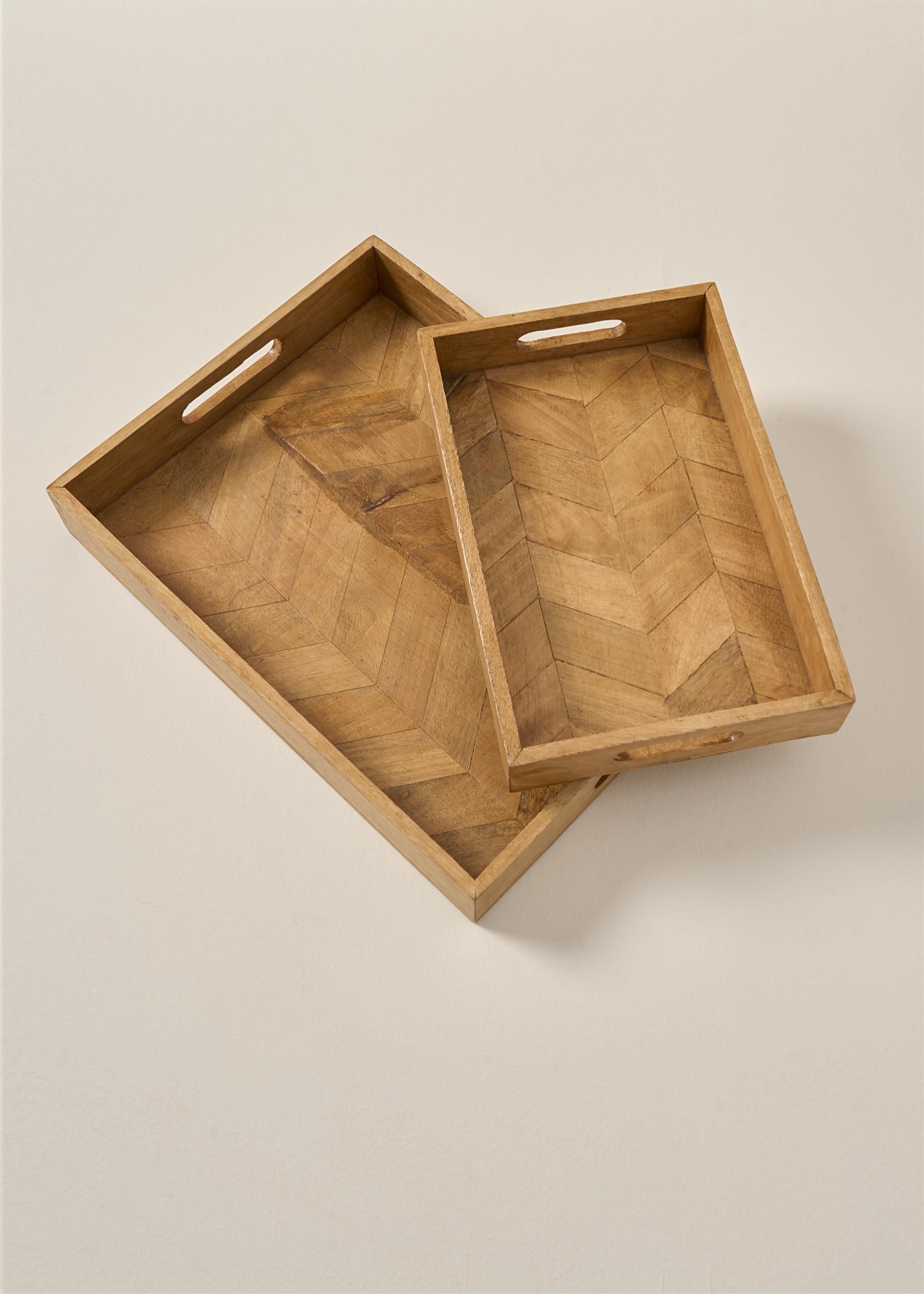 Set of 2 Mango Wood Trays