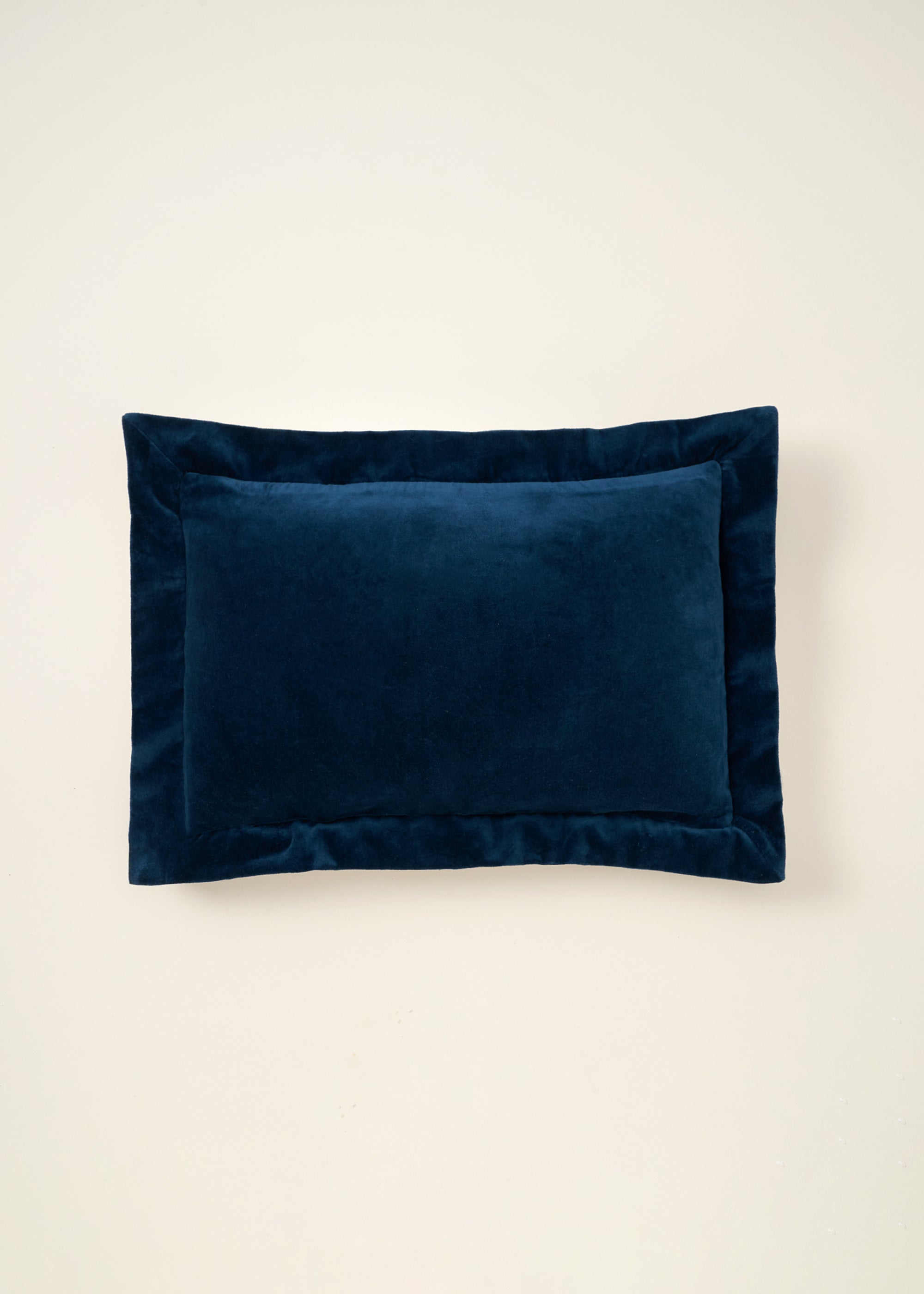 Blue Velvet Flange Rectangle Cushion