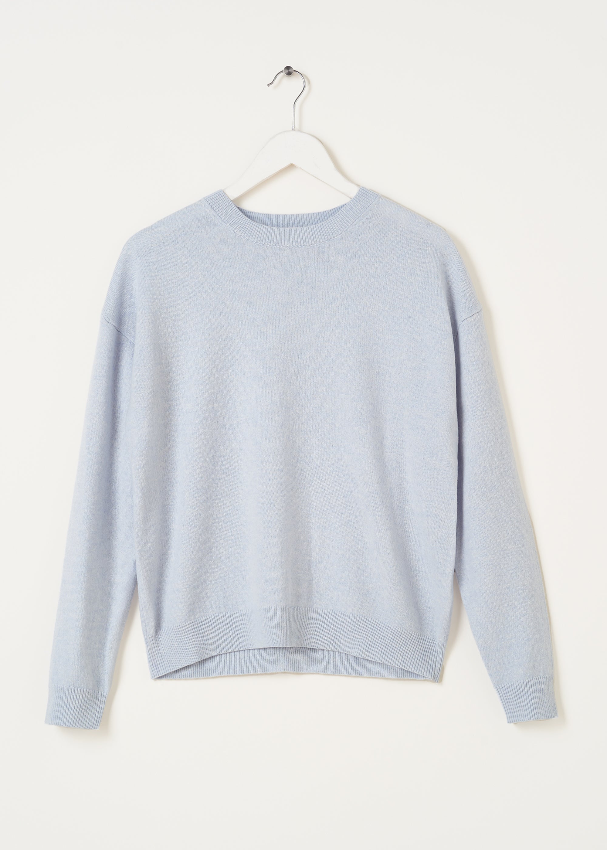 Merino and Cashmere Wool Round Neck Baby Blue Jumper