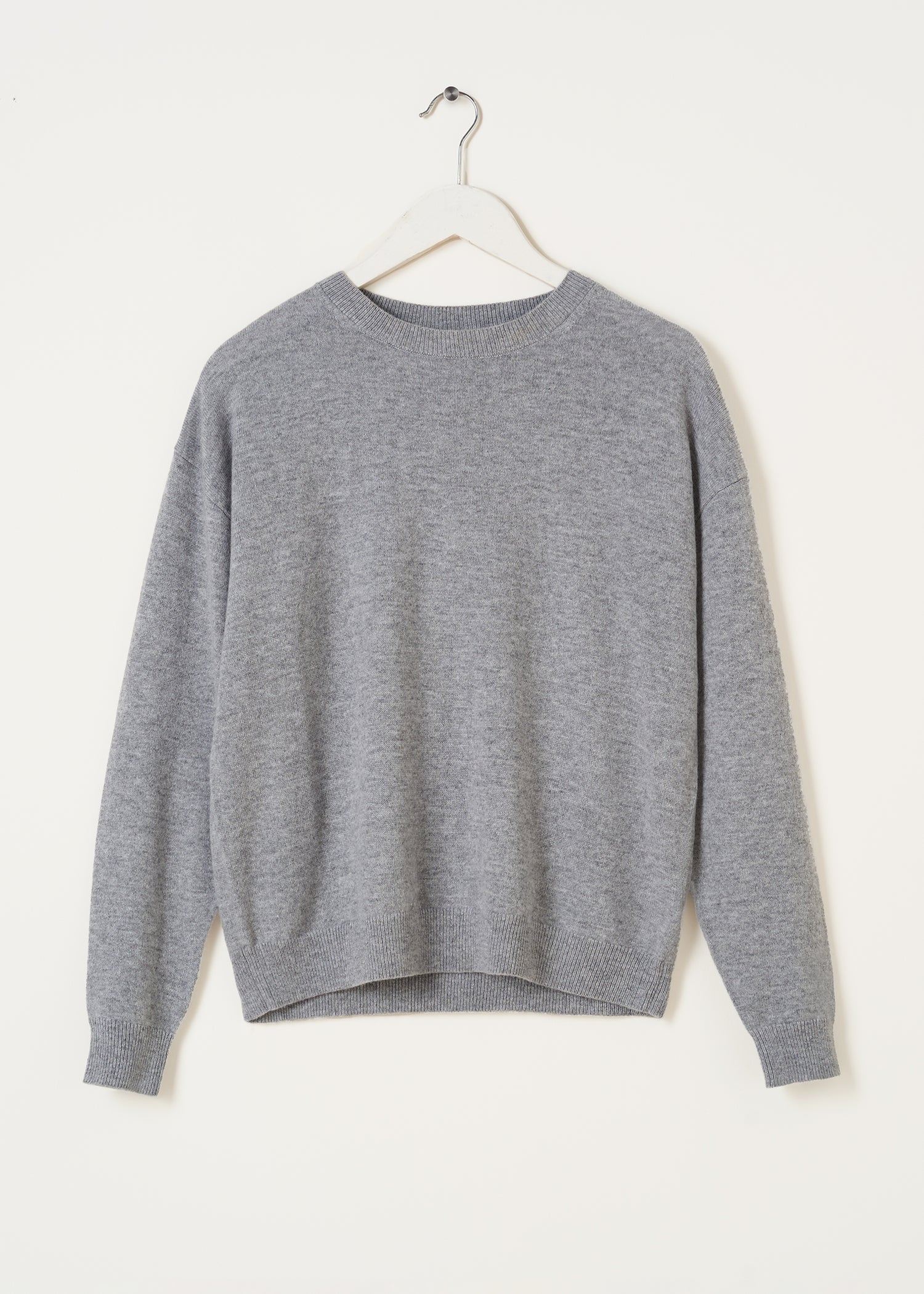 Merino and Cashmere Wool Round Neck Grey Jumper