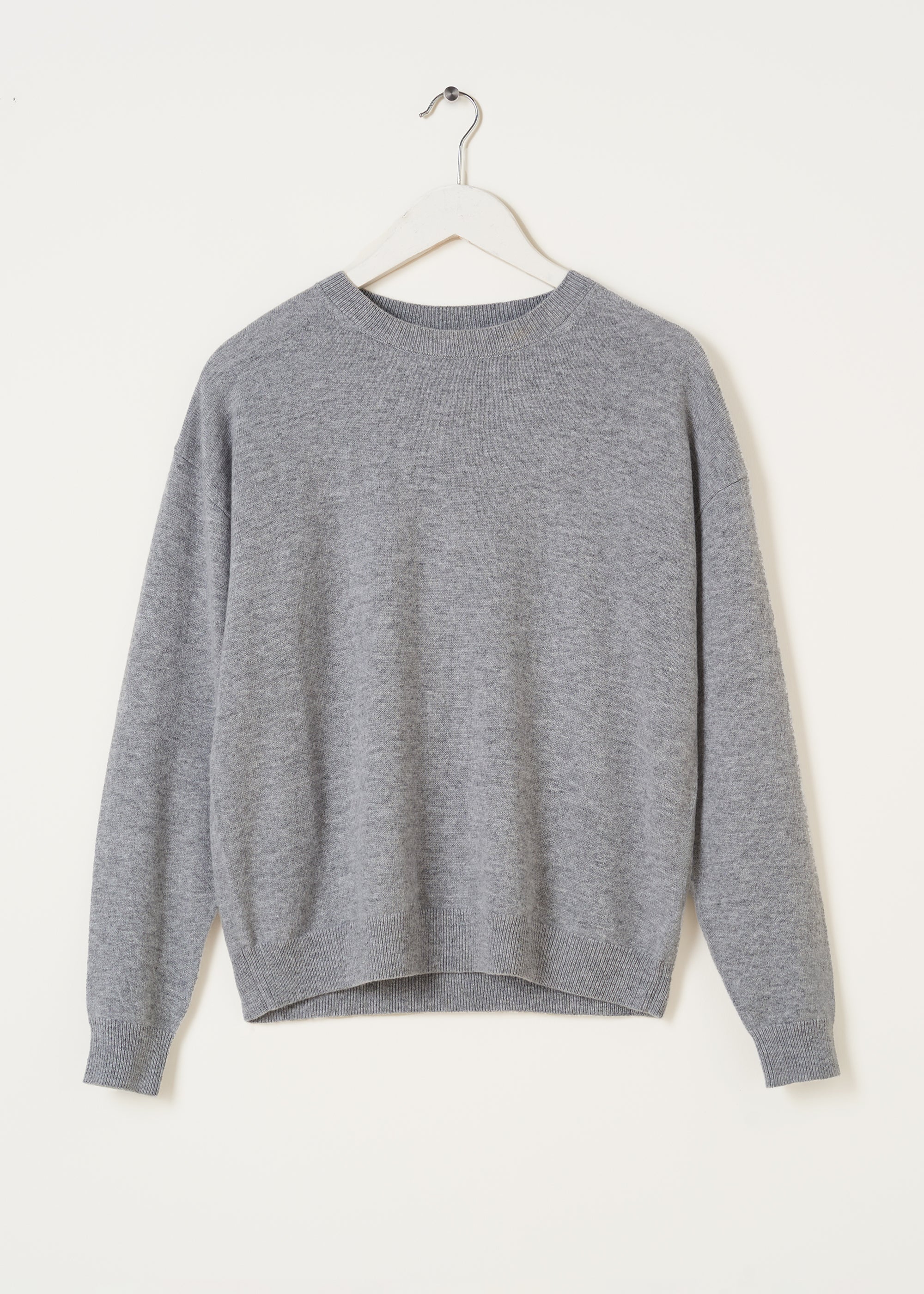 Merino and Cashmere Wool Round Neck Grey Jumper