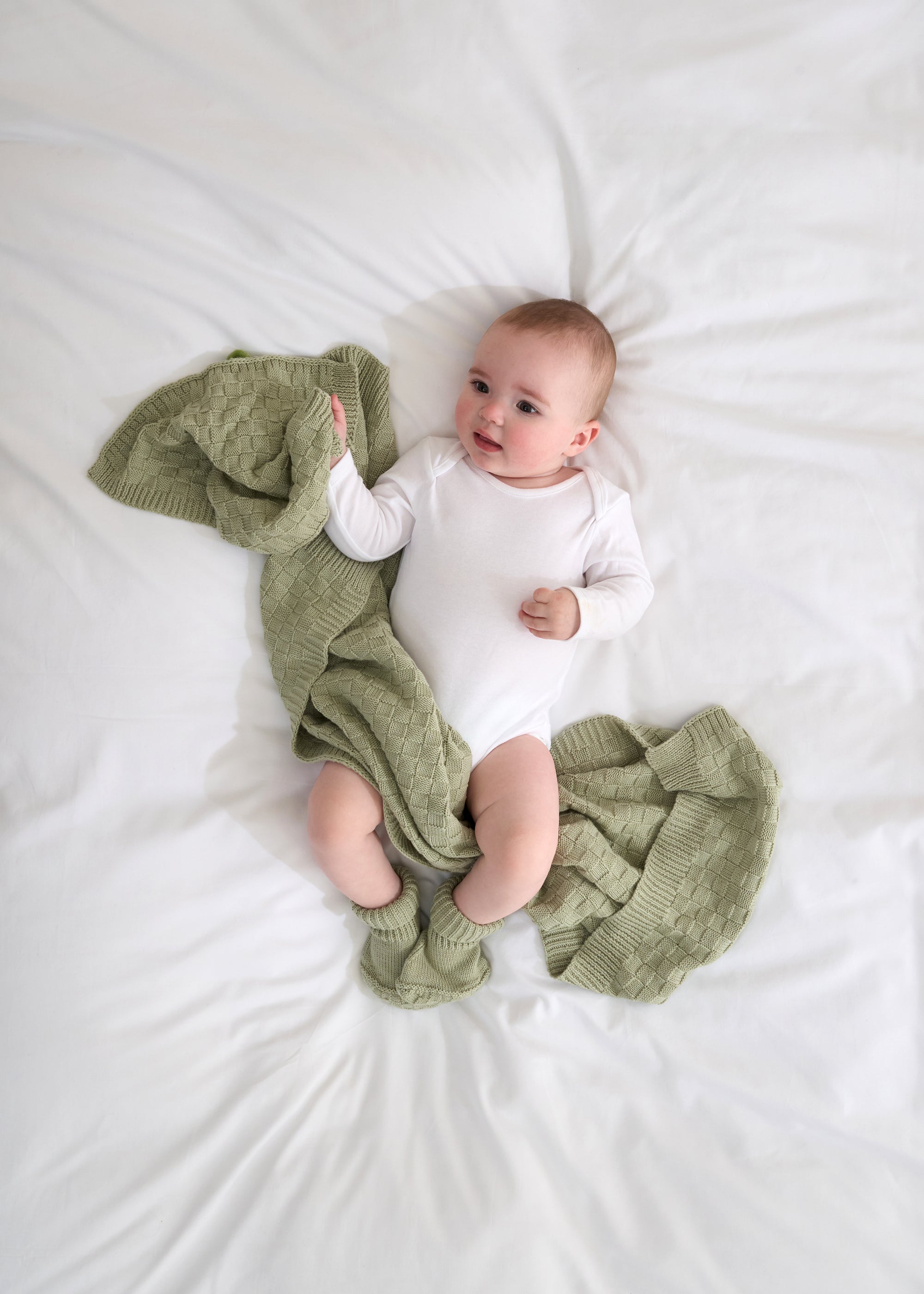 Sage Knitted Baby Booties