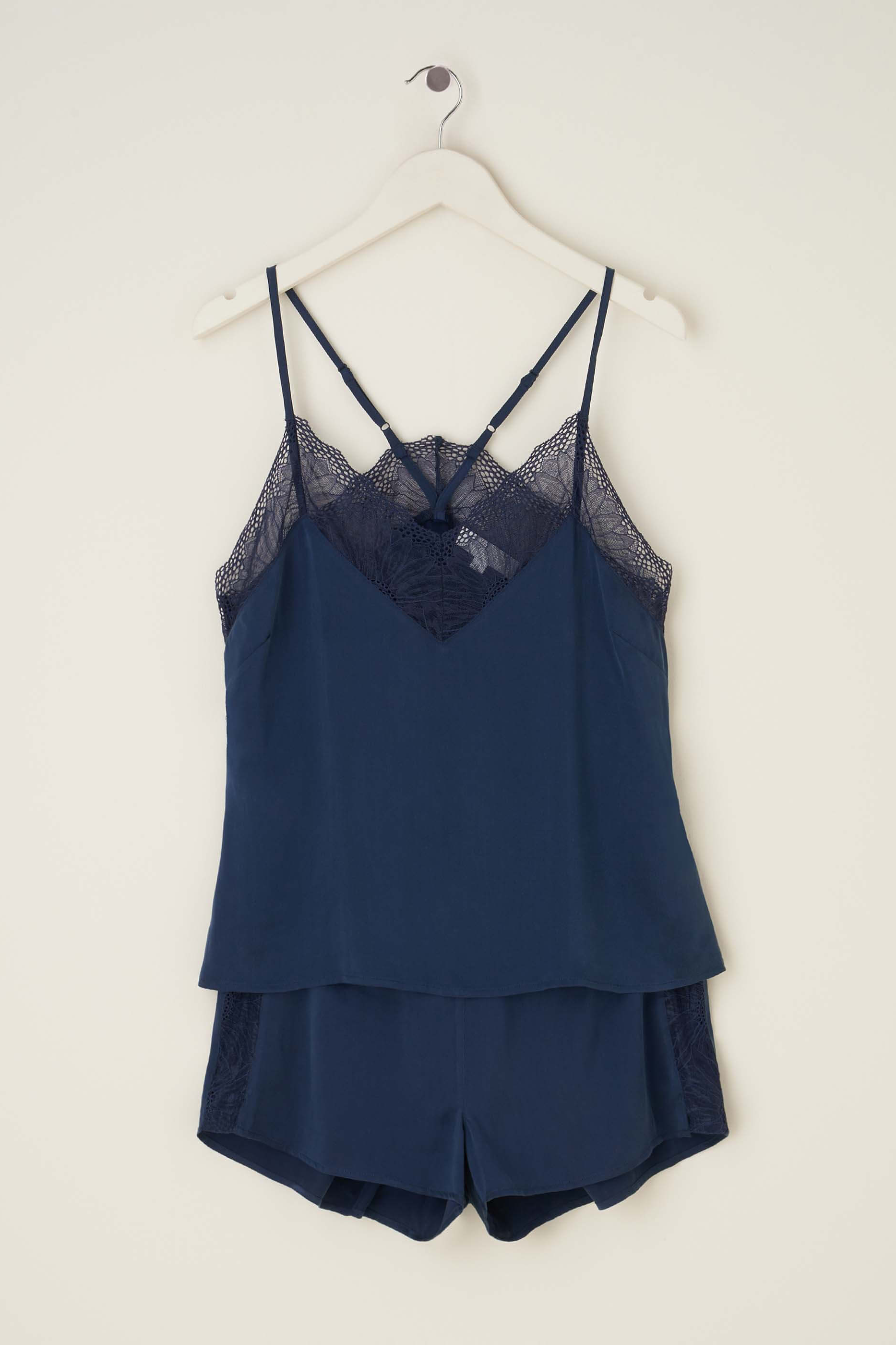 Womens Navy Blue Isabel Silk Camisole And Short Set On Hanger | Truly Lifestyle