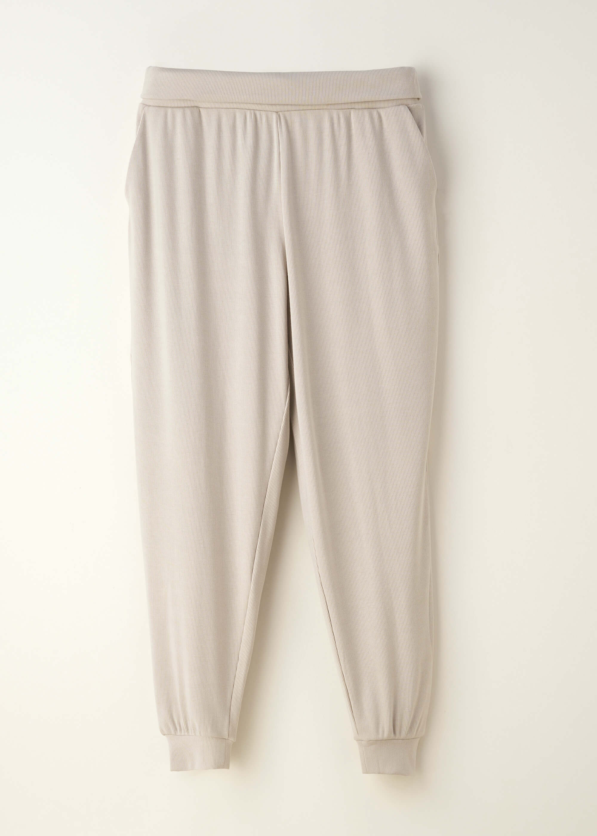 TRULY LIFESTYLE WOMENS RIBBED GREIGE JOGGERS