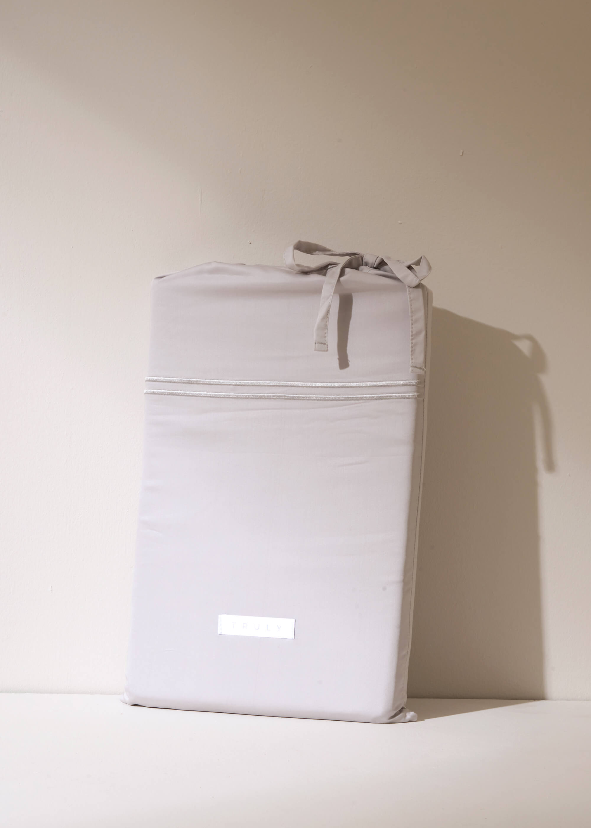 TRULY LIFESTYLE DOVE GREY SATIN STITCH BAMBOO DUVET COVER IN DUST BAG