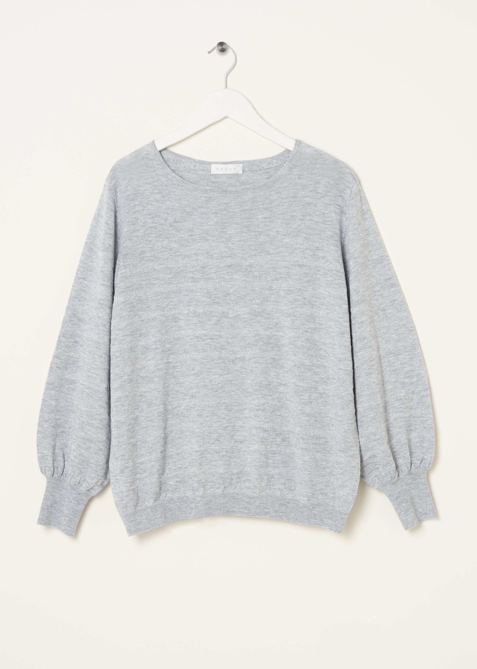 TRULY LIFESTYLE WOMENS GREY LUREX STRIPE JUMPER ON HANGER