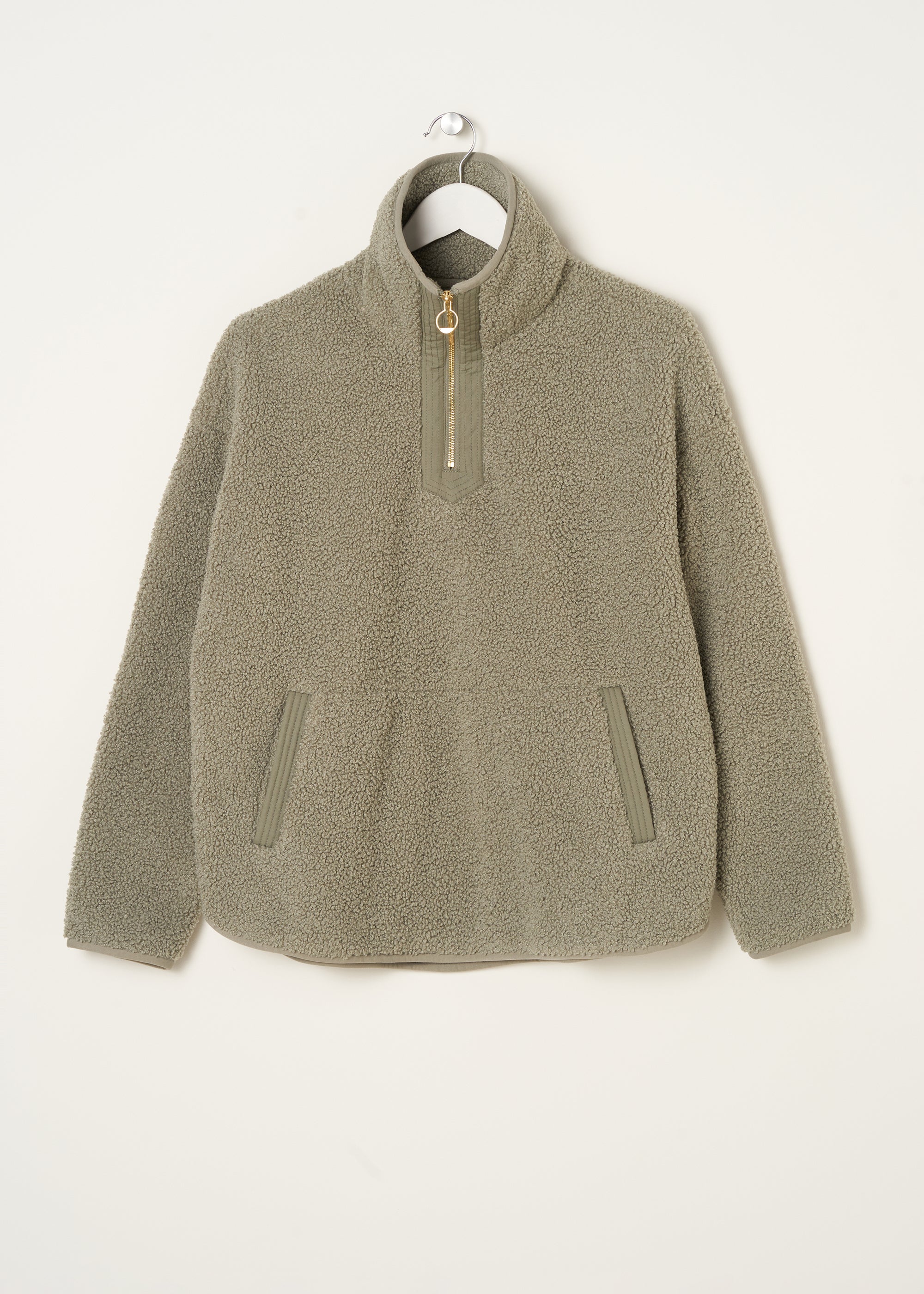 TRULY LIFESTYLE KHAKI GREEN BOUCLE ZIP JUMPER ON A HANGER