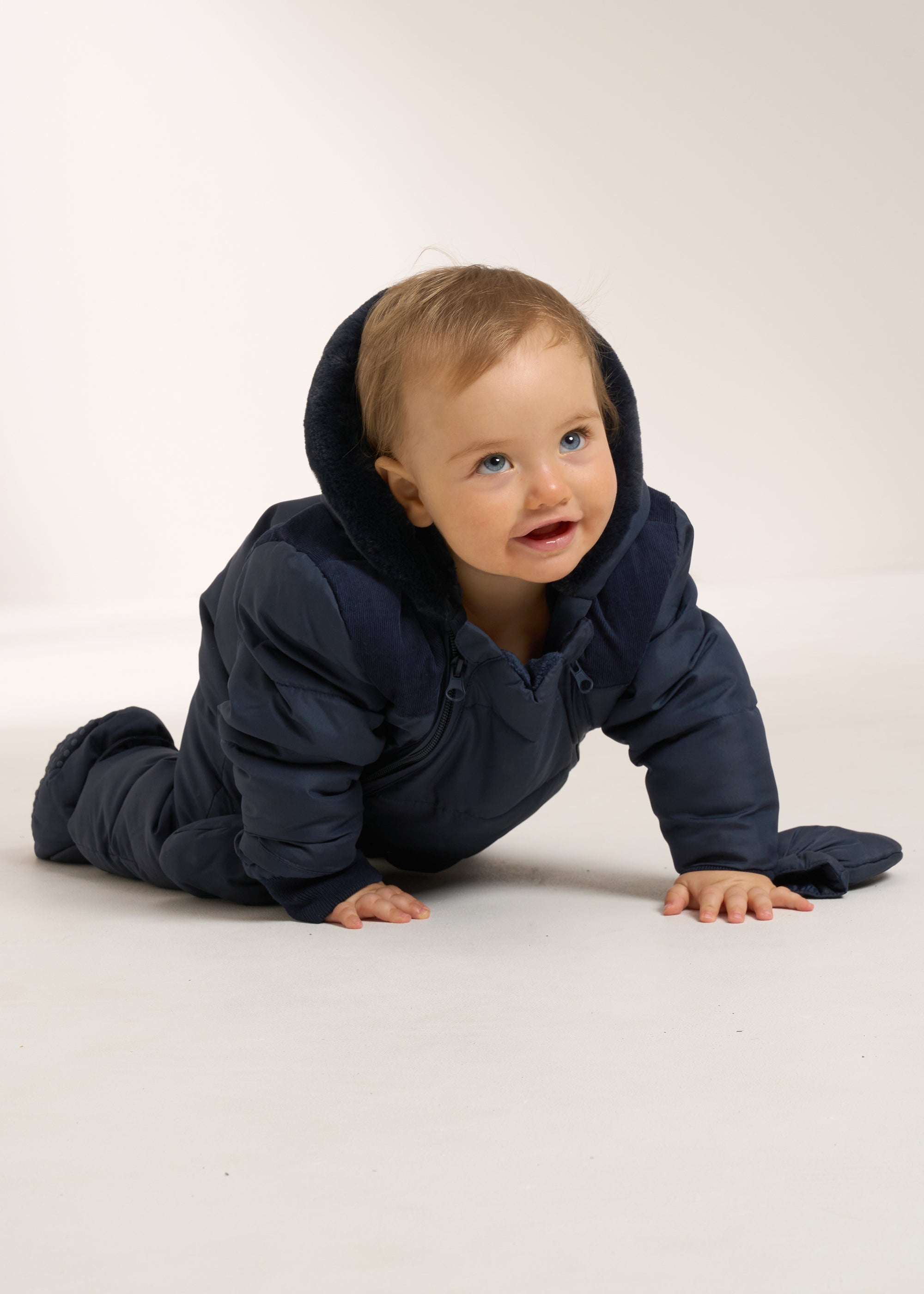 TRULY LIFESTYLE DARK BLUE BABY SNOWSUIT WITH MITTENS