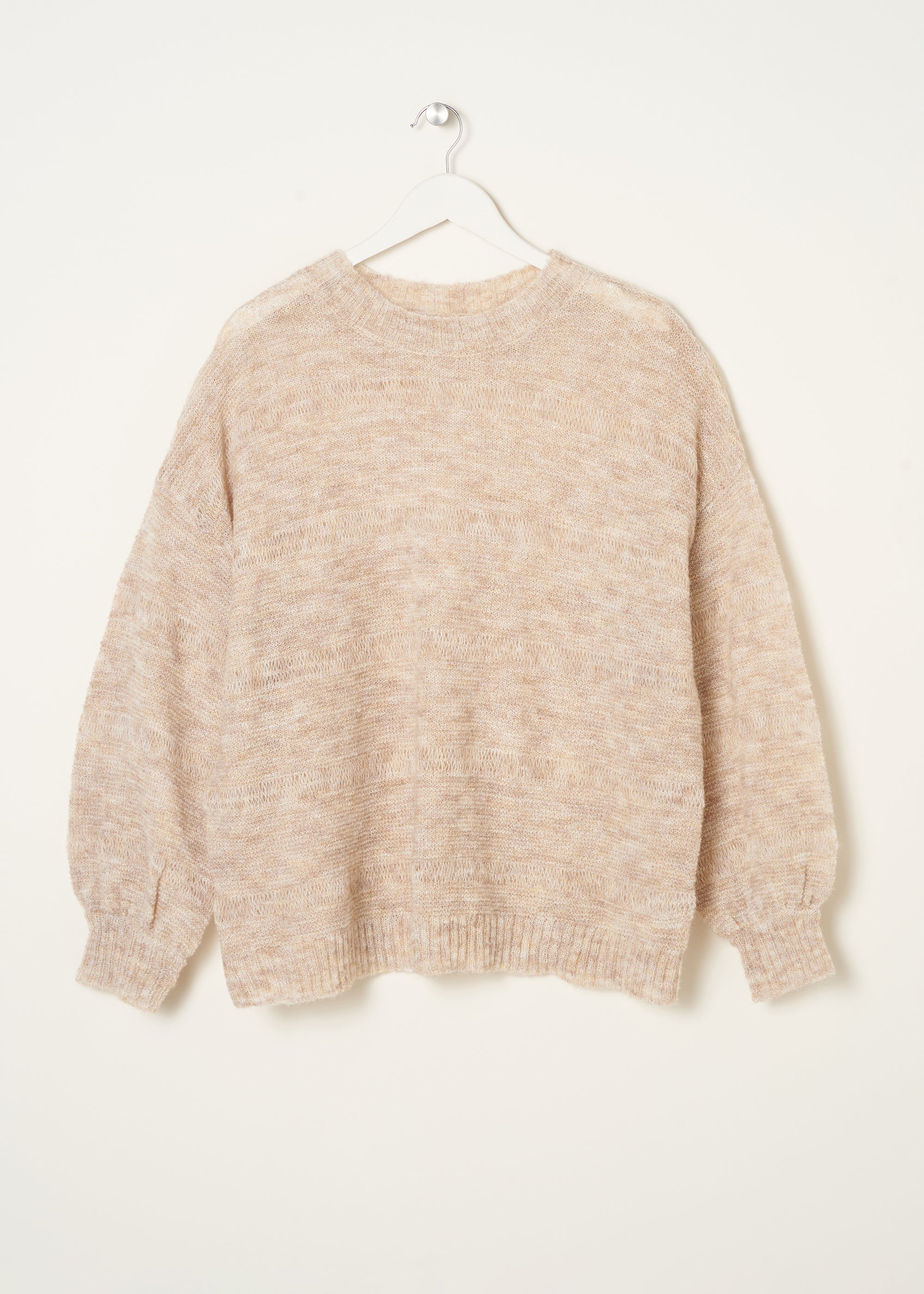 TRULY LIFESTYLE WOMENS OATMEAL OPEN KNIT JUMPER ON HANGER