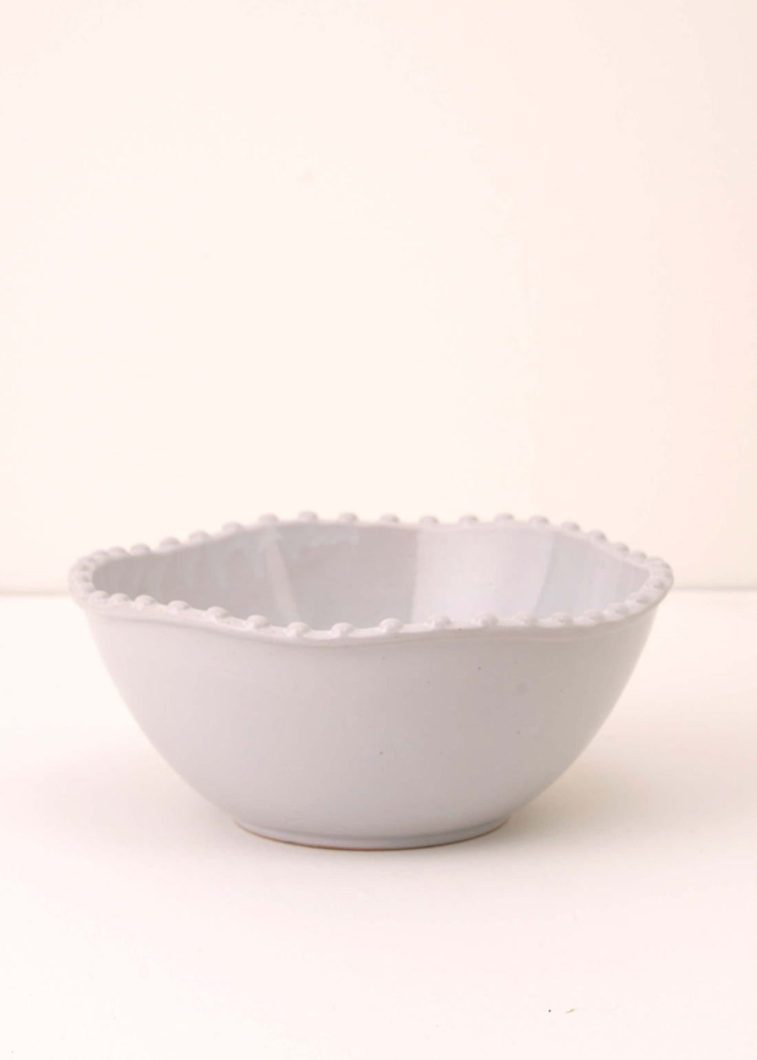 TRULY LIFESTYLE PALE GREY POM POM EDGED SMALL SERVING BOWL EMPTY