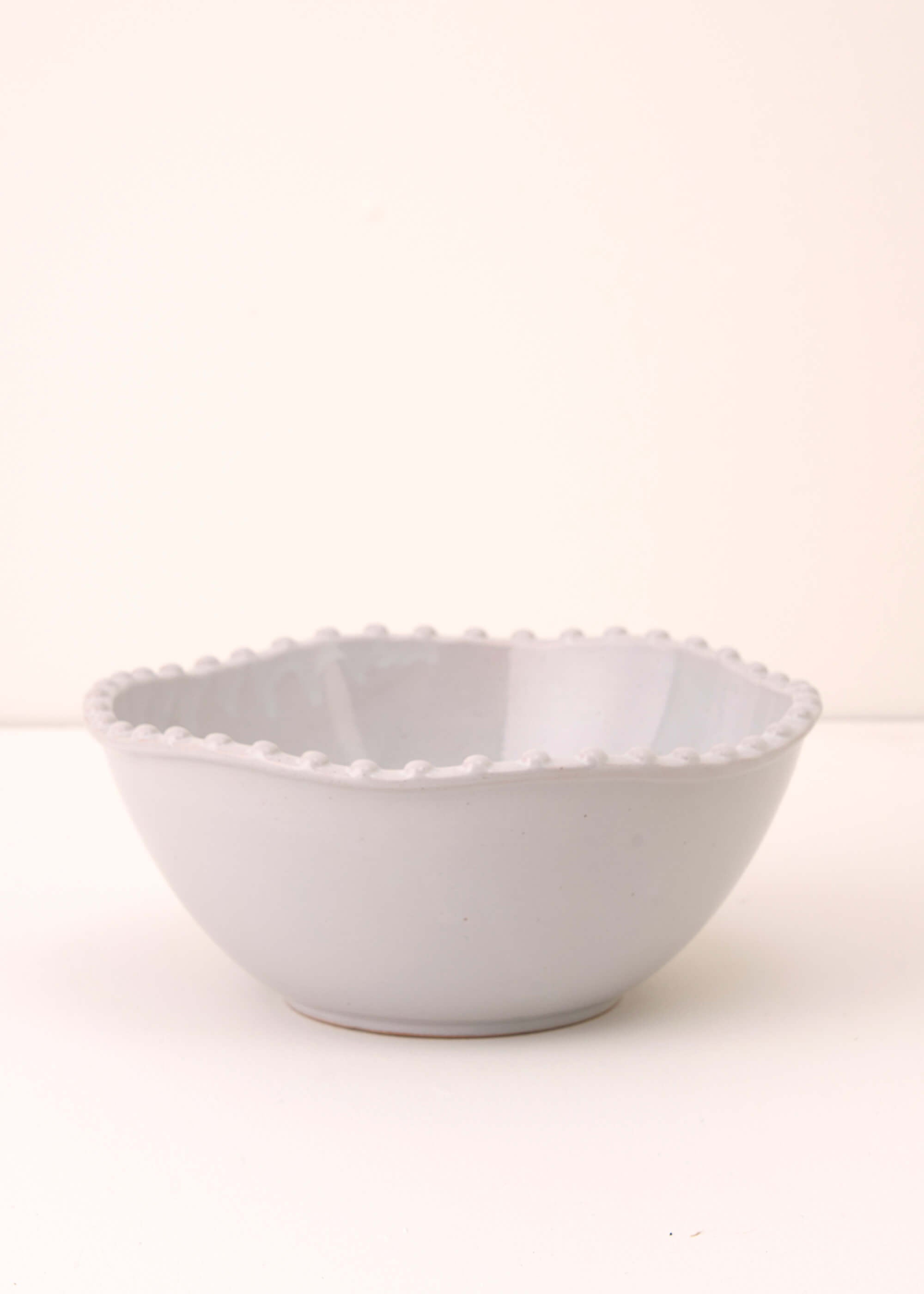 TRULY LIFESTYLE PALE GREY POM POM EDGED SMALL SERVING BOWL EMPTY