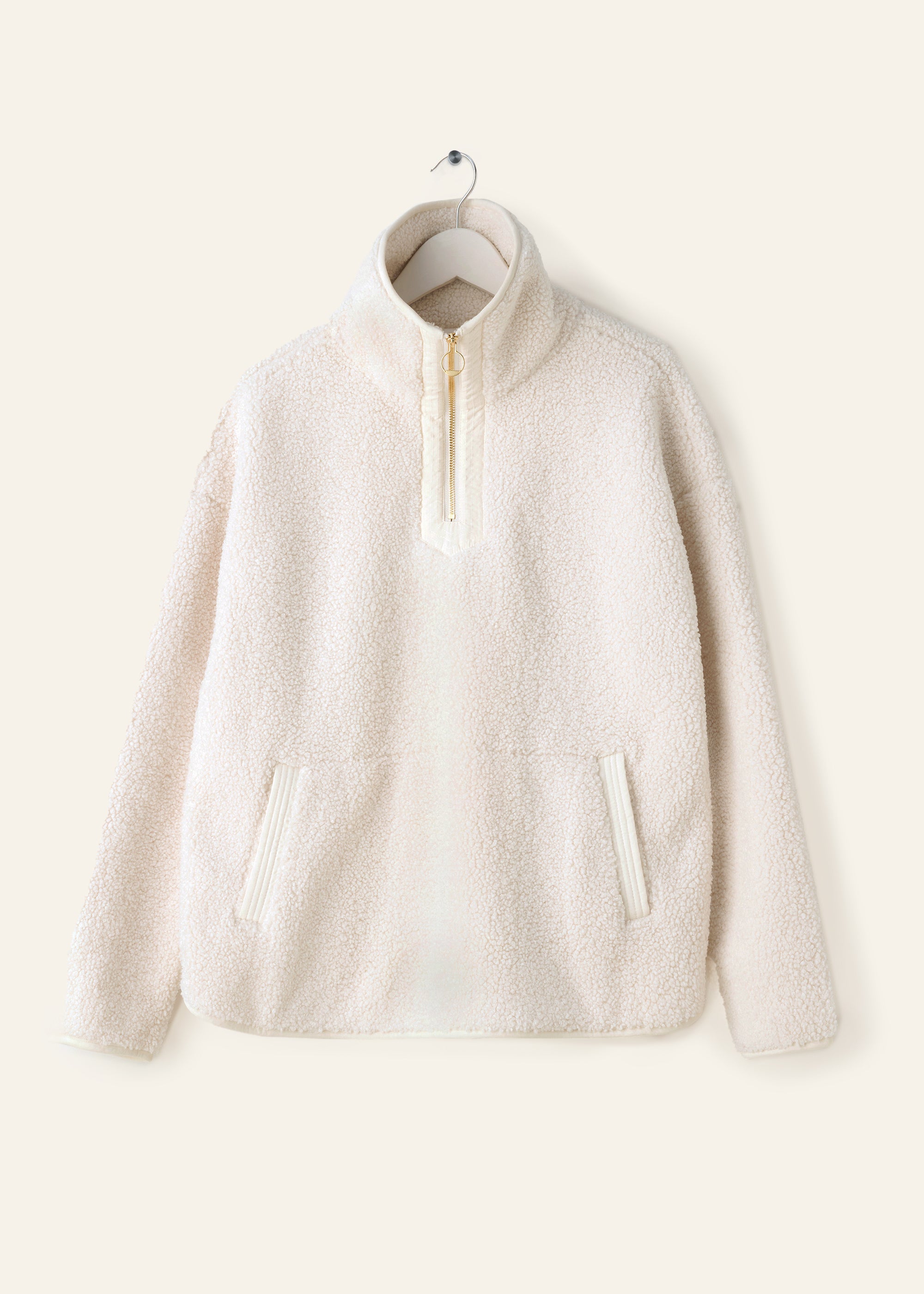 TRULY LIFESTYLE WOMENS CREAM BOUCLE QUARTER ZIP JUMPER ON HANGER
