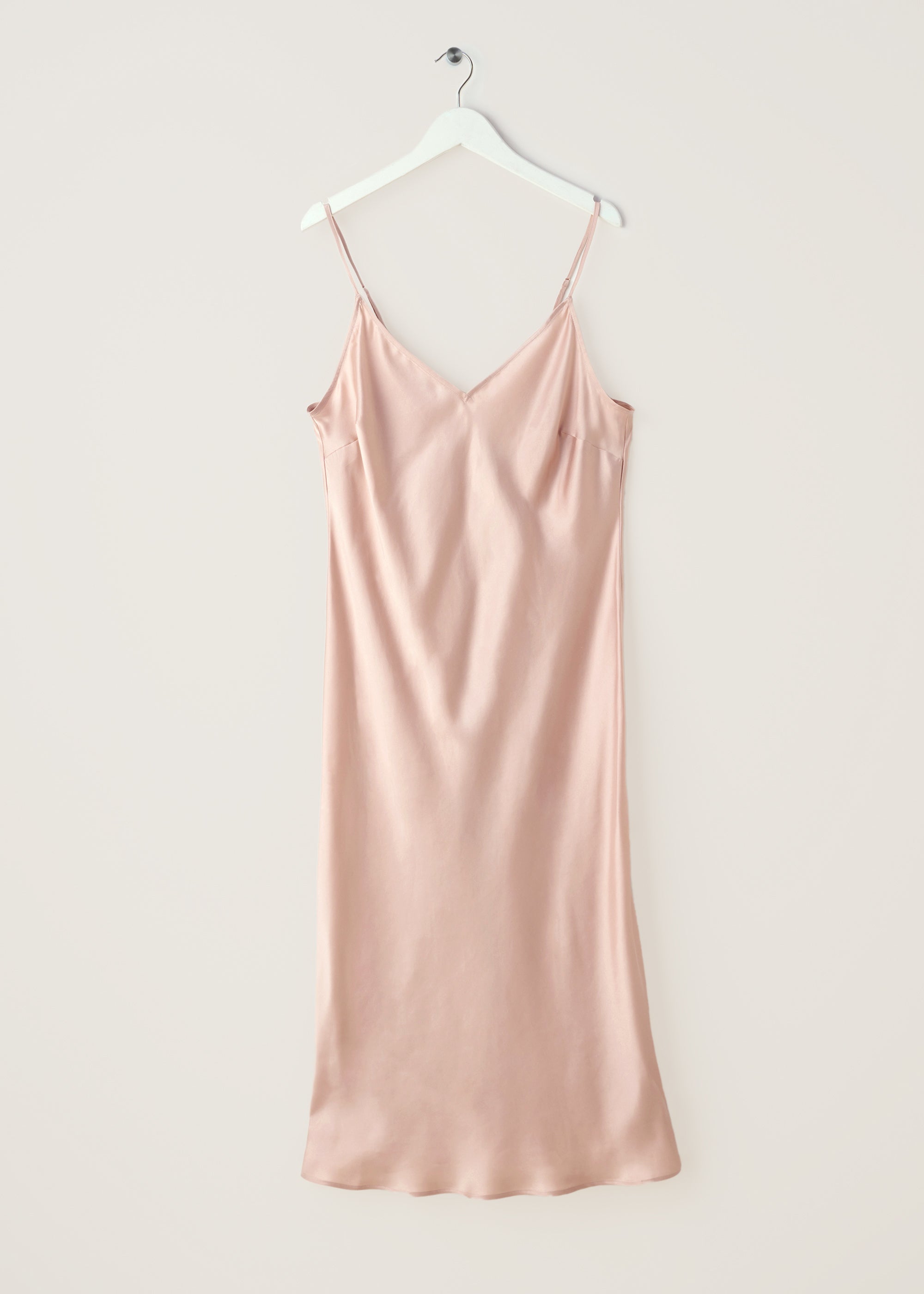 Truly Lifestyle Blush Pink Silk Slip Dress On Hanger
