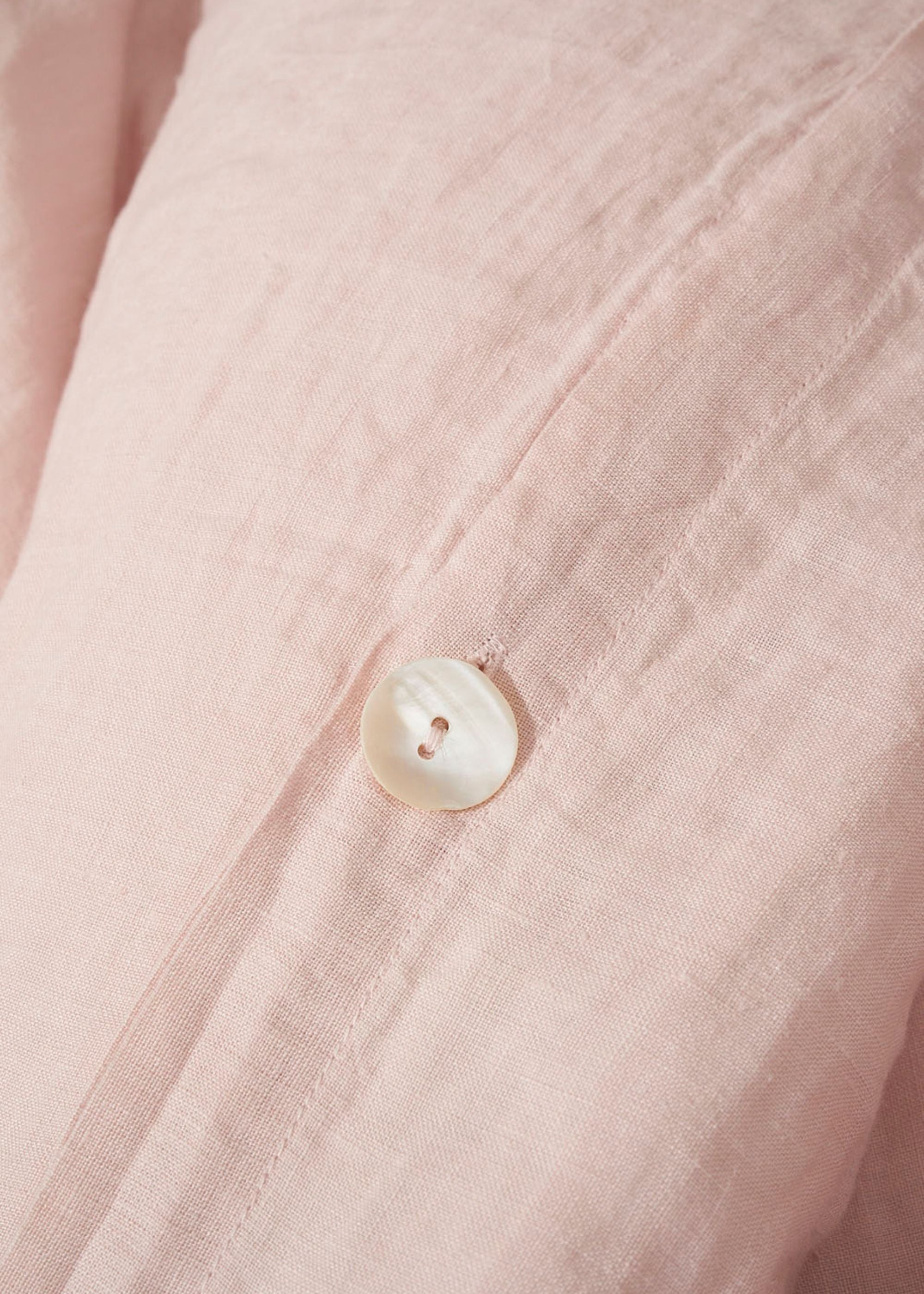 Blush Pink Linen Duvet Cover Button Close Up | Truly Lifestyle