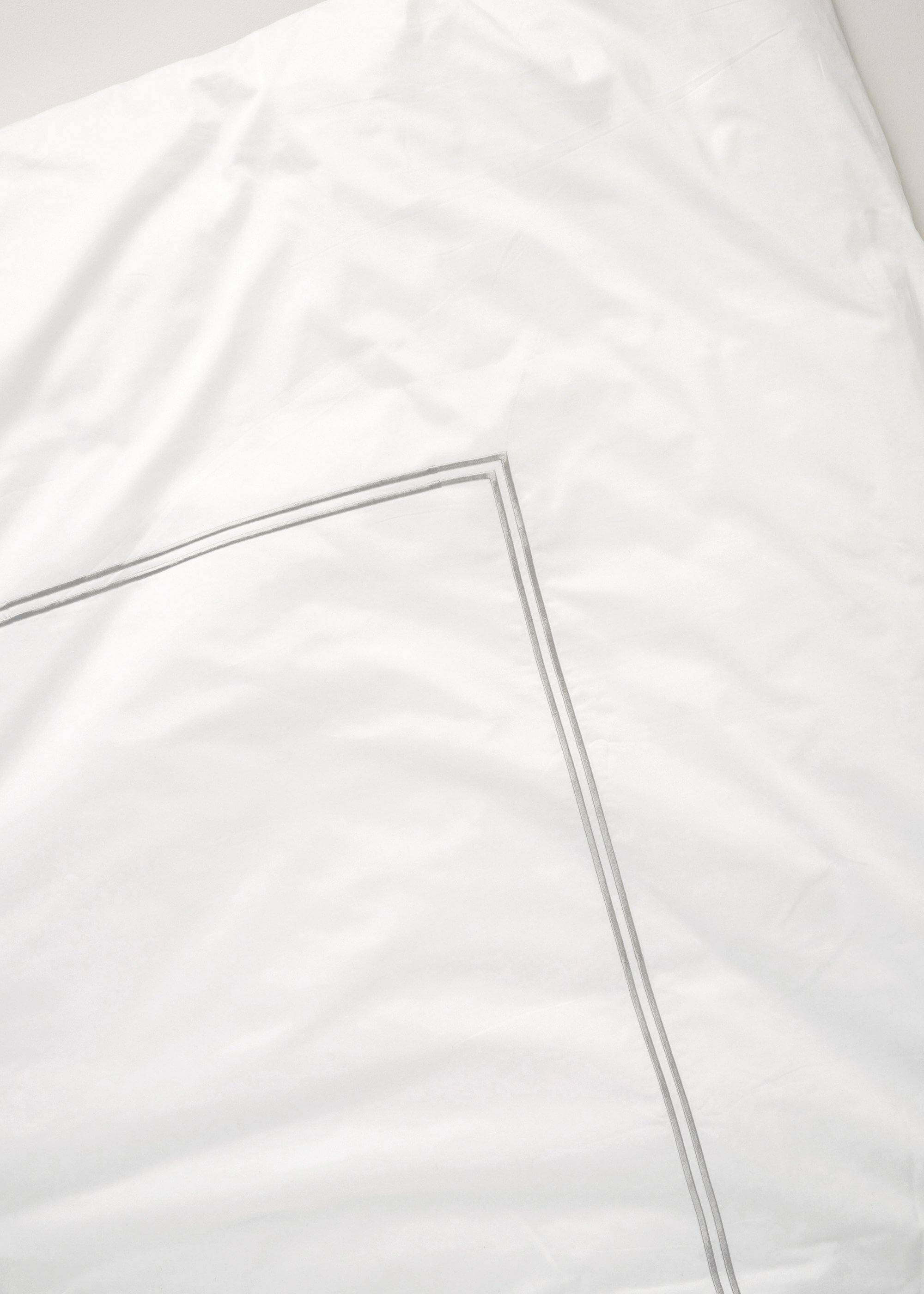 WHITE SATIN BEDDING WITH GREY STITCHING CLOSE UP | TRULY LIFESTYLE