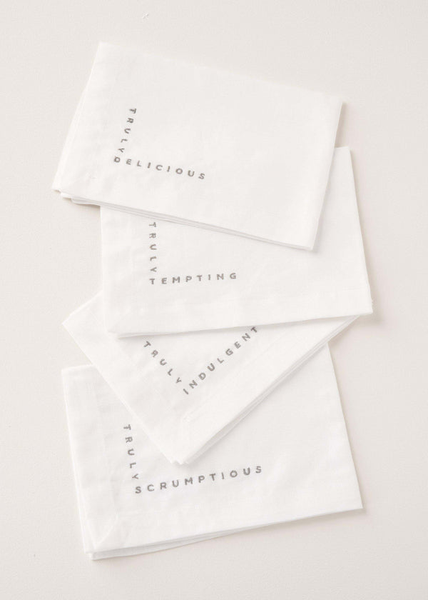 Set of 4 White Linen With Sayings | Truly Lifestyle