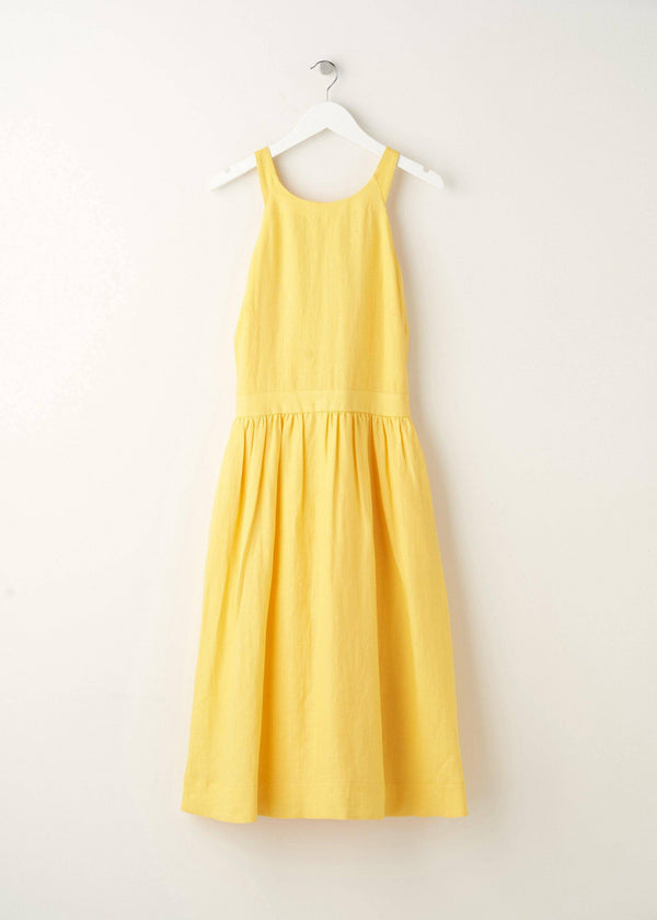 Ladies Yellow Linen Midi Dress On Hanger | Truly Lifestyle