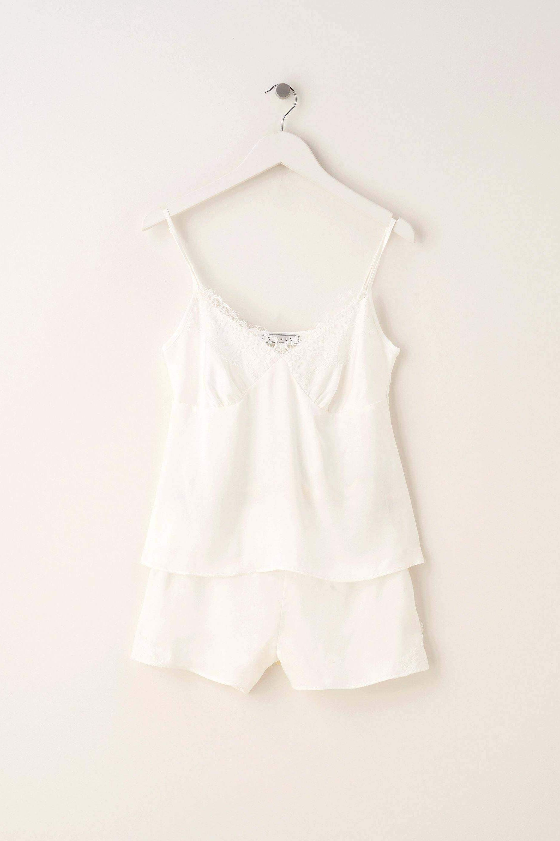 Womens White Silk And Lace Camisole And Short Set On Hanger | Truly Lifestyle