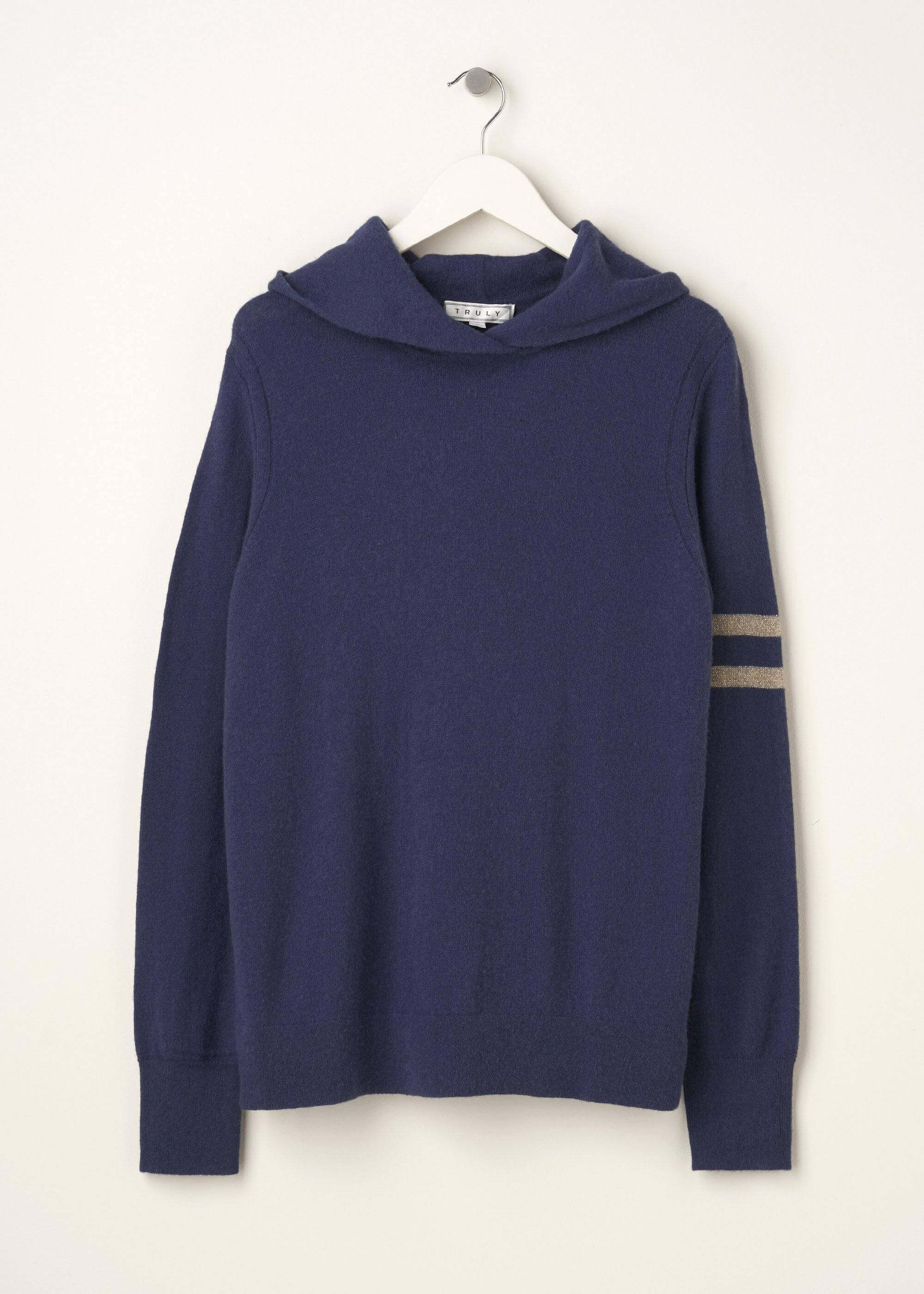 Womens Navy Blue Yak Hoodie On Hanger | Truly Lifestyle