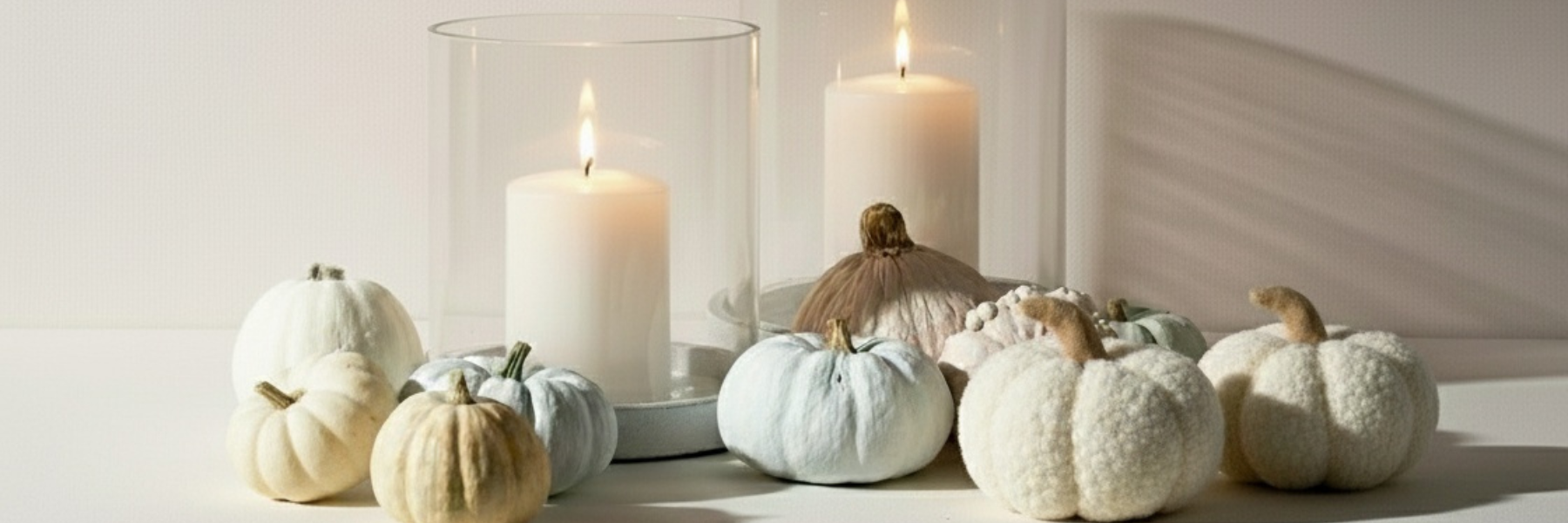 Truly Lifestyle Glass Hurricanes With Candles And Pumpkins