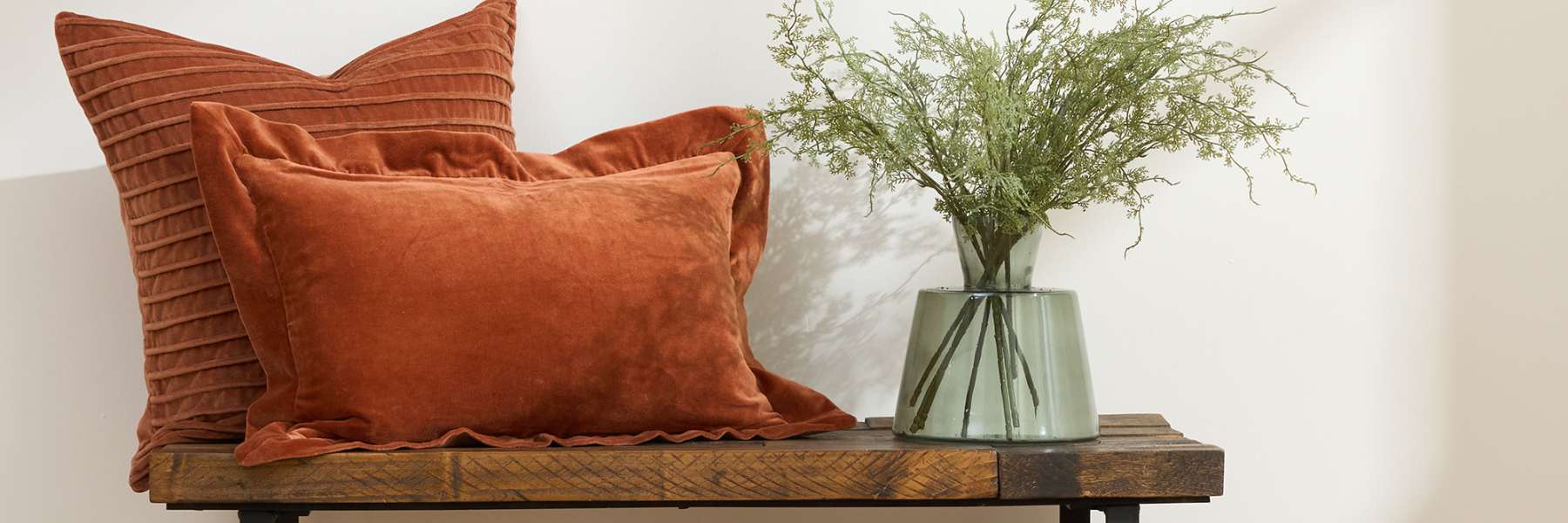 Truly Lifestyle Burnt Orange Velvet Cushions
