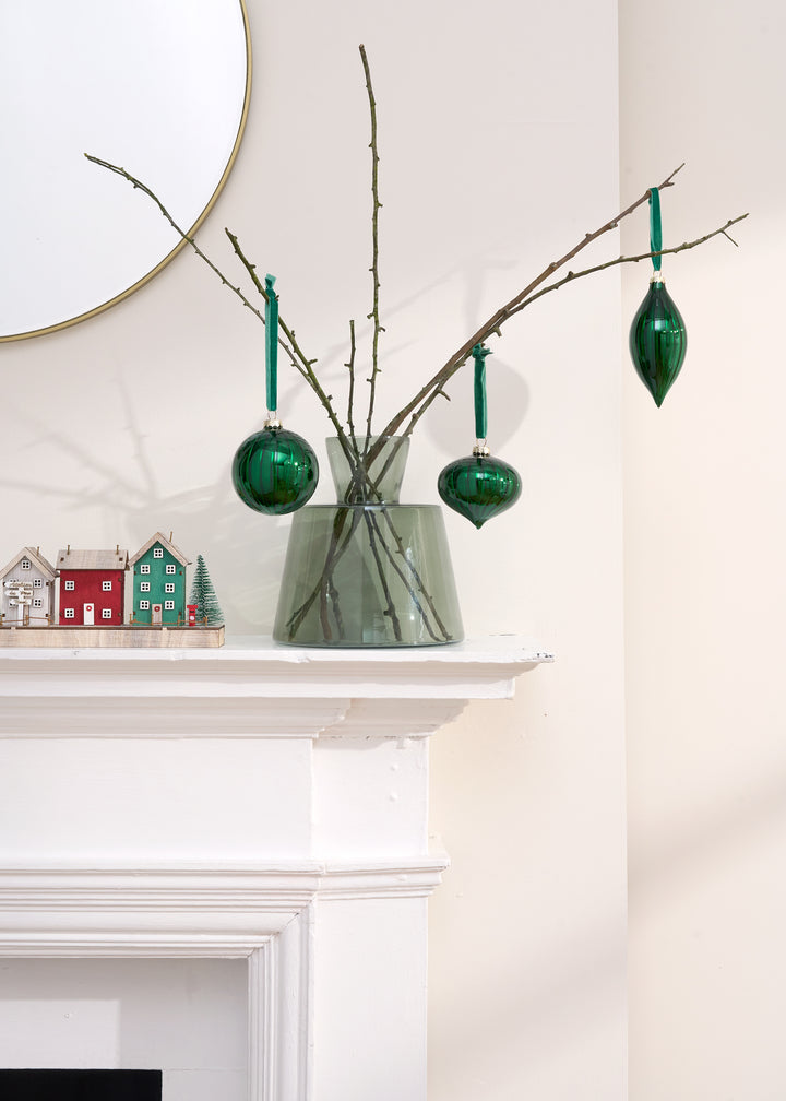 TRULY LIFESTYLE GREEN GLASS BAUBLES ON STEMS