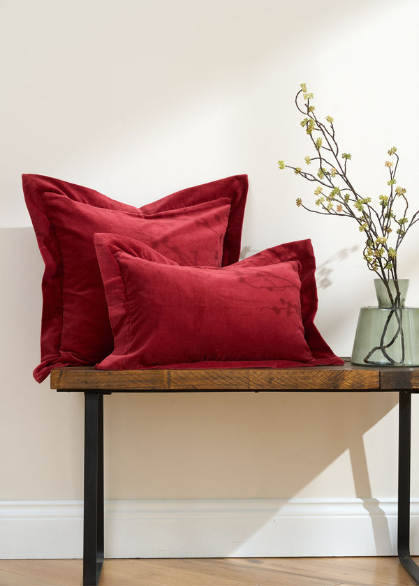 Truly Lifestyle Red Velvet Flange Cushions