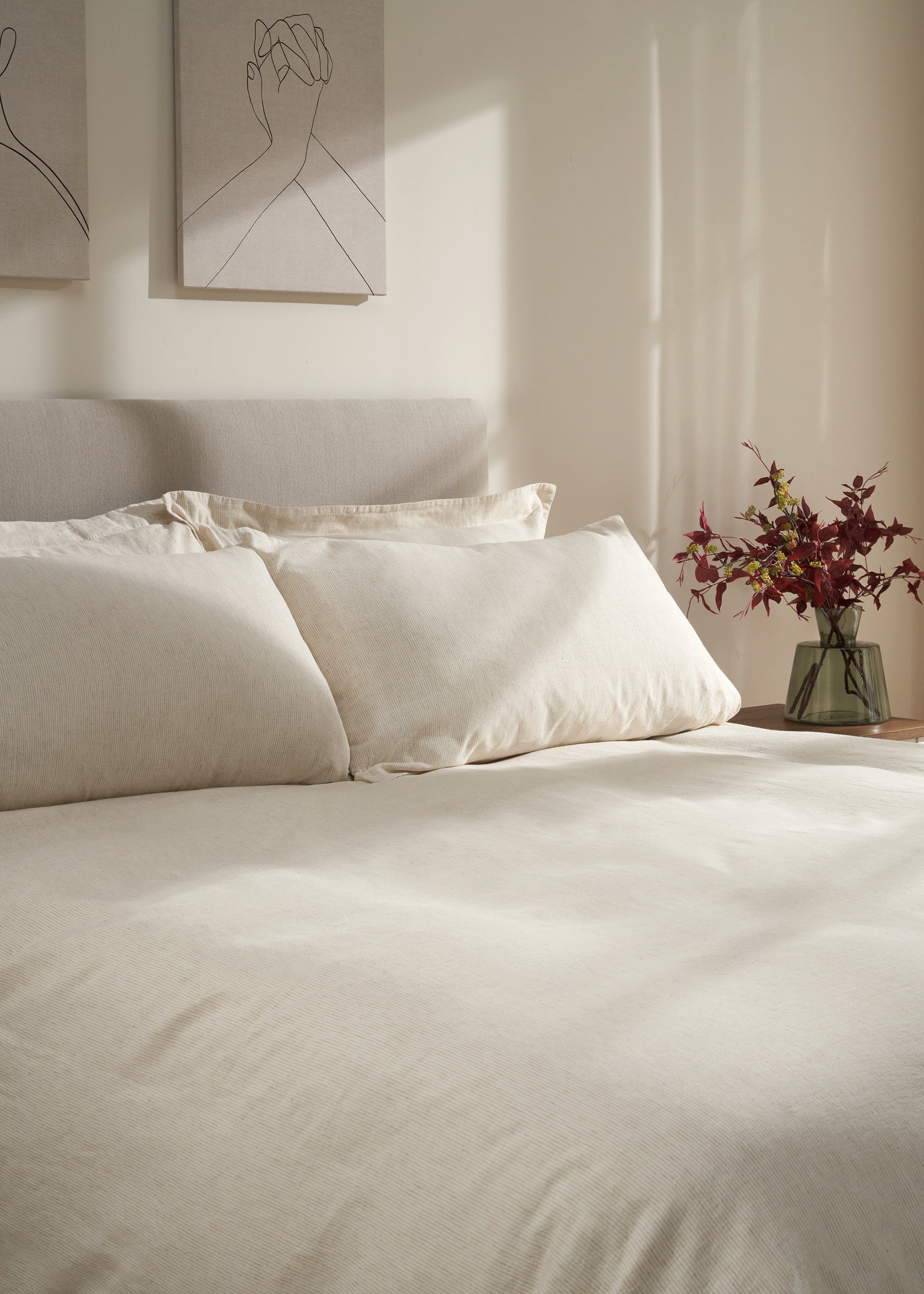 Mushroom Stripe Linen Cotton Oxford Pillowcases