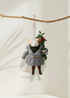 Truly Lifestyle White Christmas Mouse Decoration with Holly 