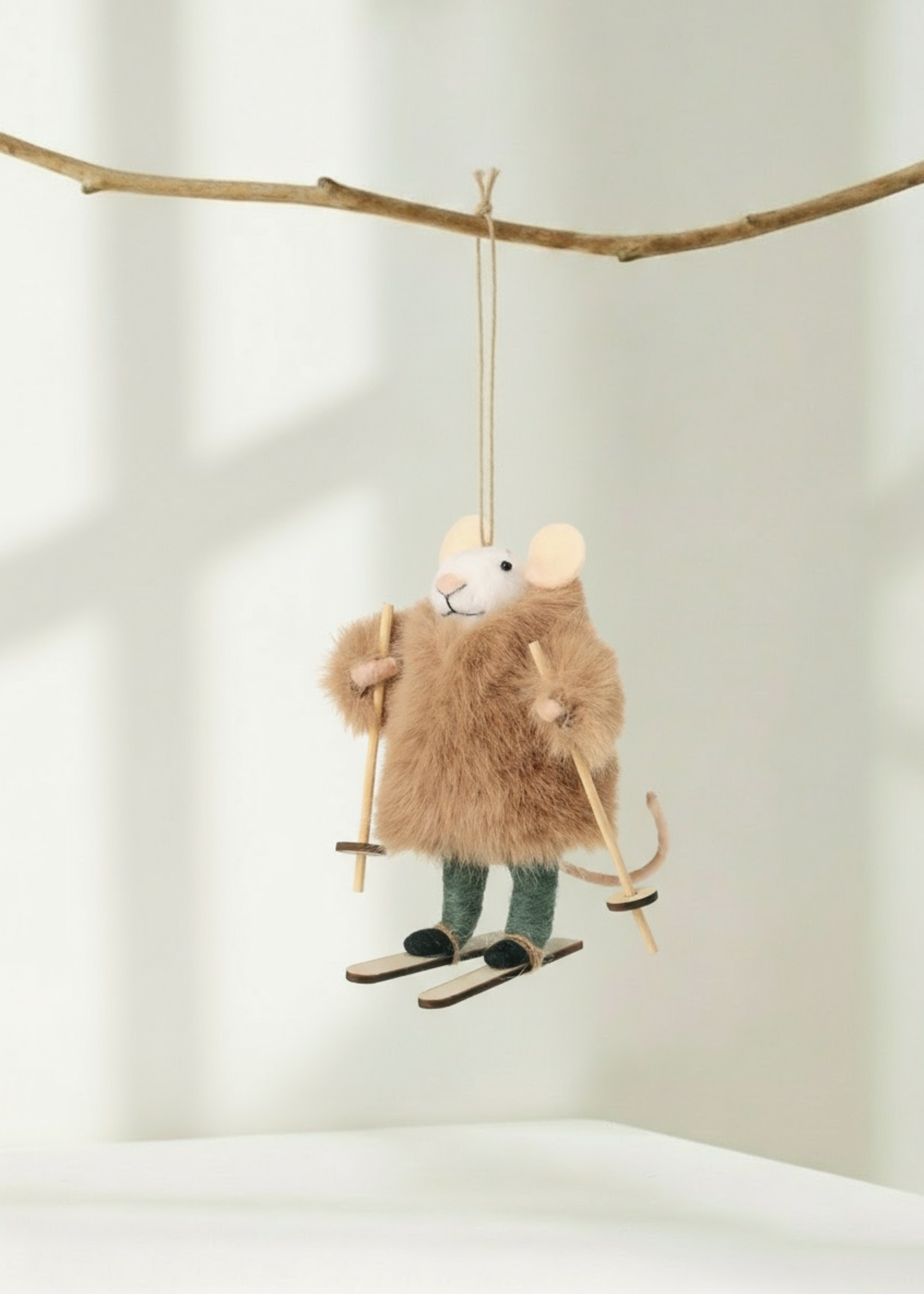 Truly Lifestyle Christmas Skiing Mouse Wearing Fluffy Jumper Decoration