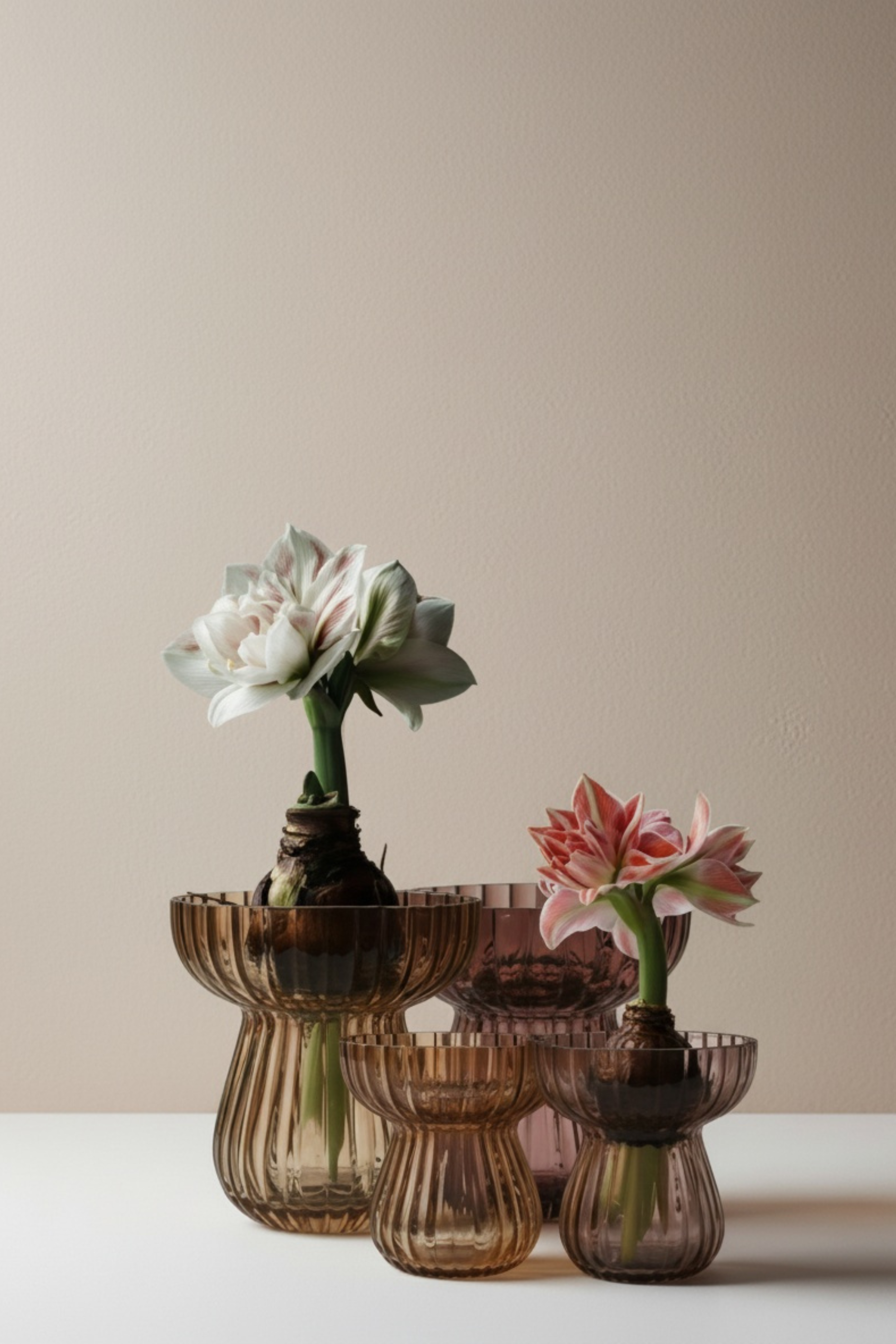 Large Ribbed Bulb Glass Vase