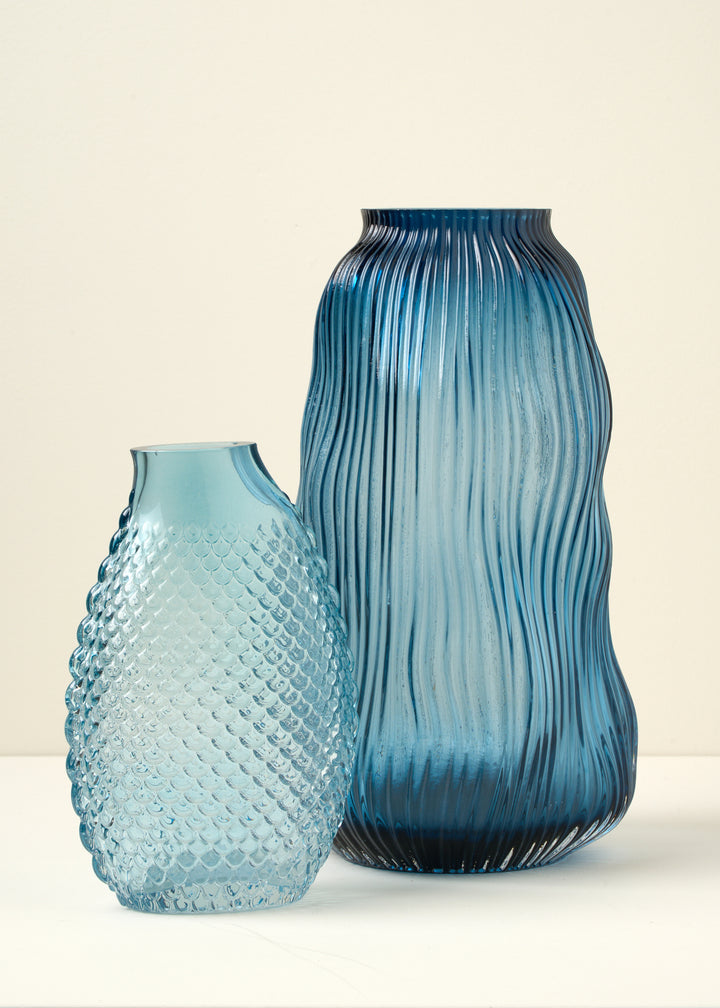 truly lifestyle blue glass vase with blue bobble vase