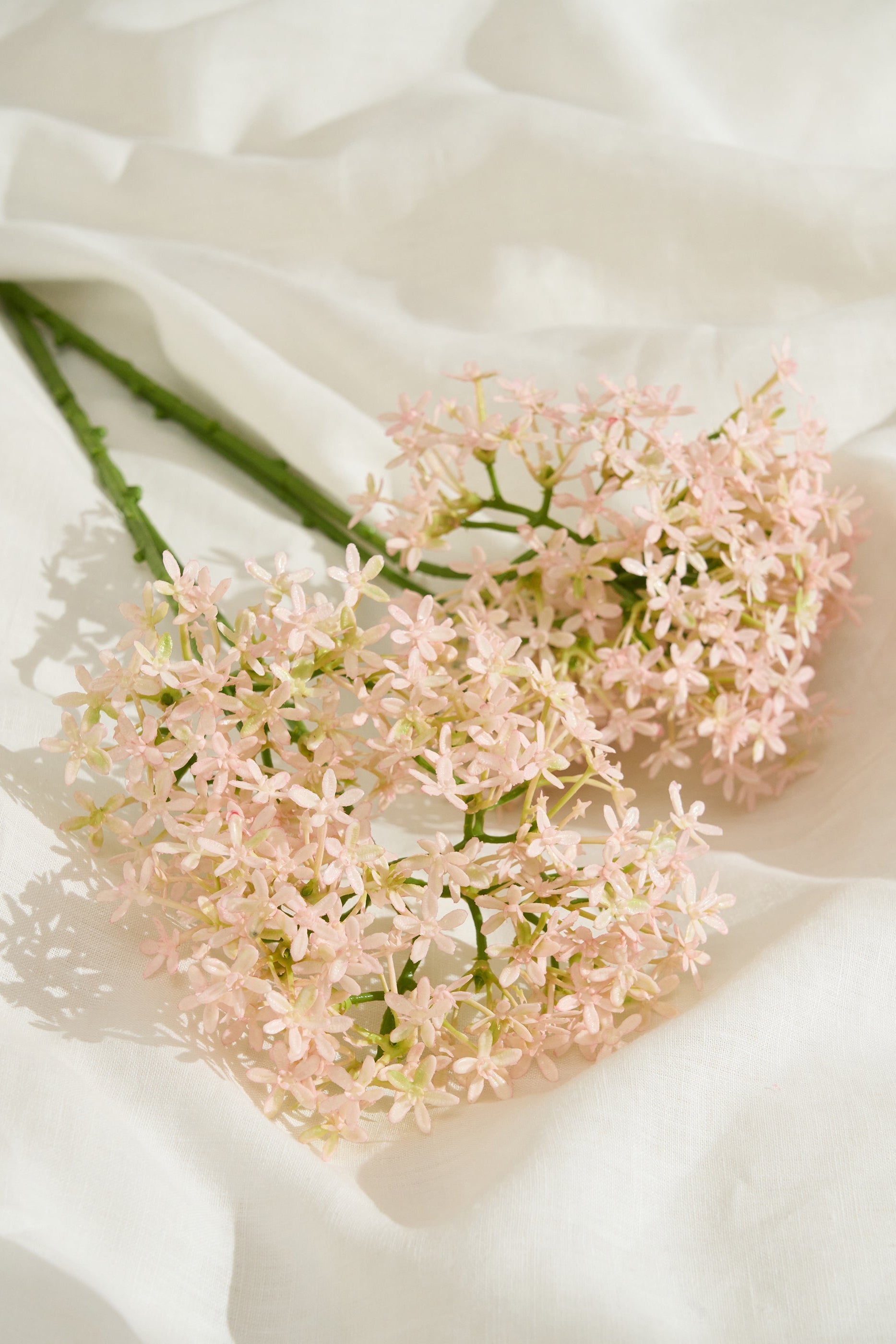 Faux Blush Pink Crown Hydrangea Stem