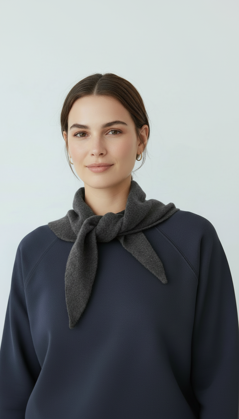 DARK GREY WOOL BLEND TRIANGLE NECK SCARF