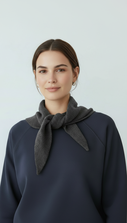 DARK GREY WOOL BLEND TRIANGLE NECK SCARF