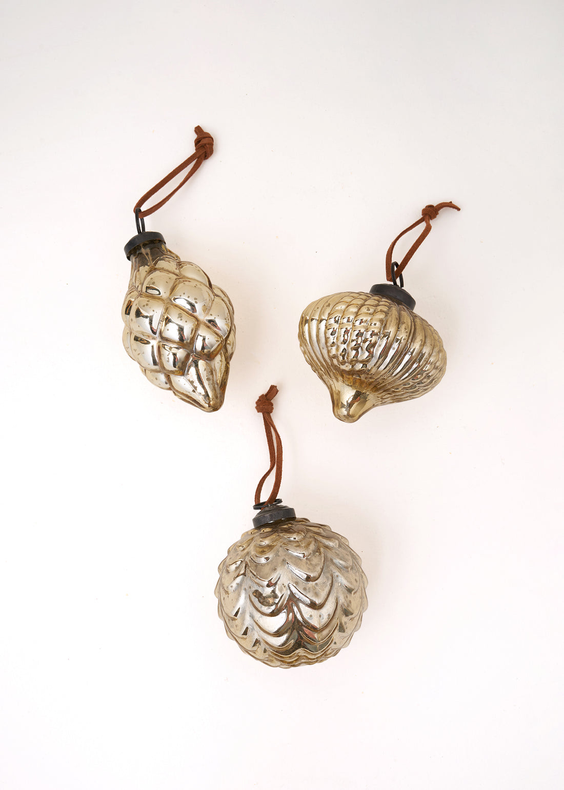 Set of 3 Gold Recycled Glass Baubles