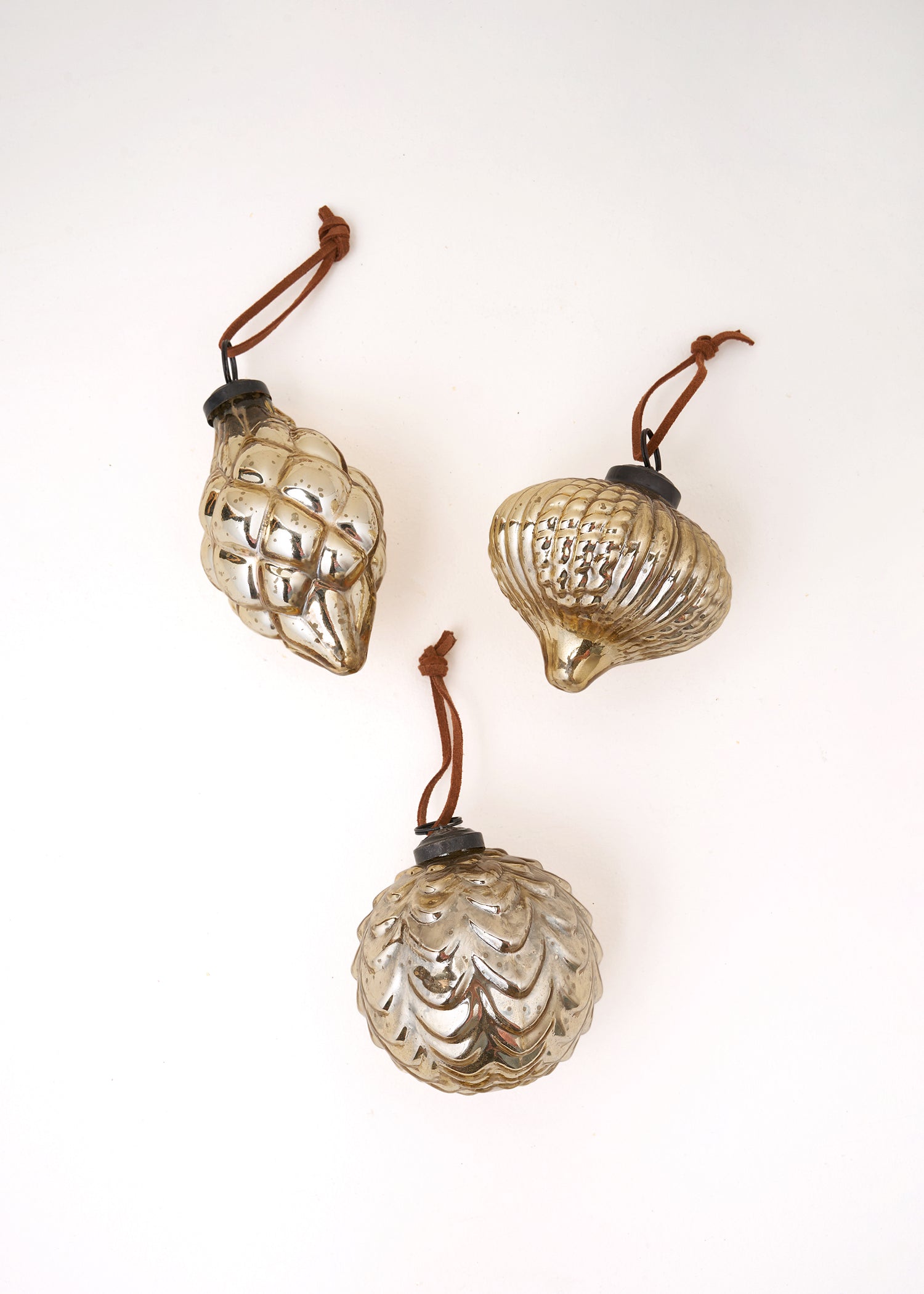 Set of 3 Gold Recycled Glass Baubles